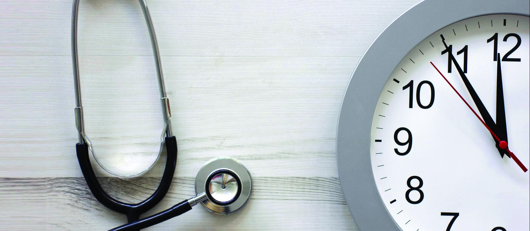 clock, stethoscope
