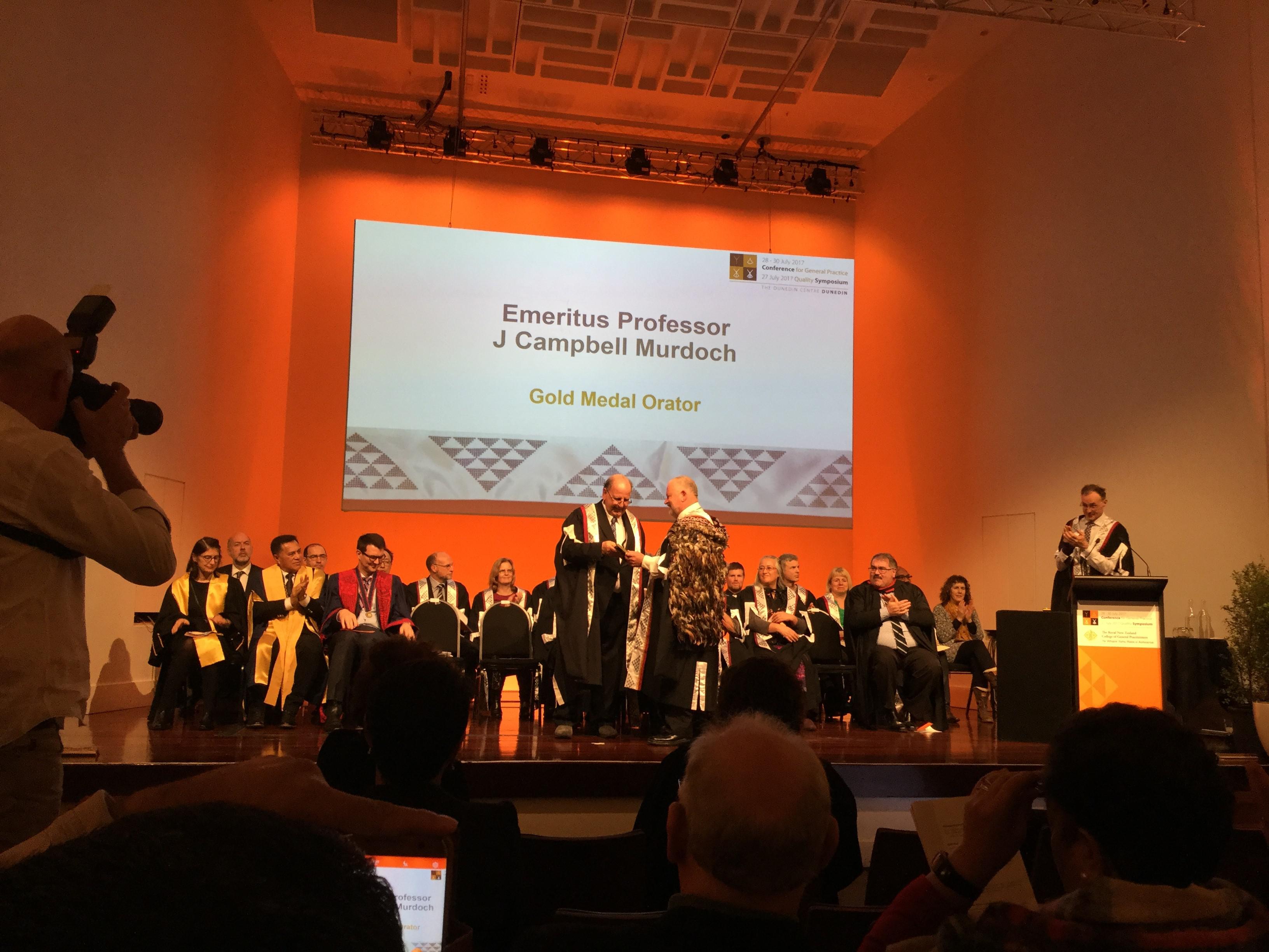 Campbell Murdoch receives Oration medal 