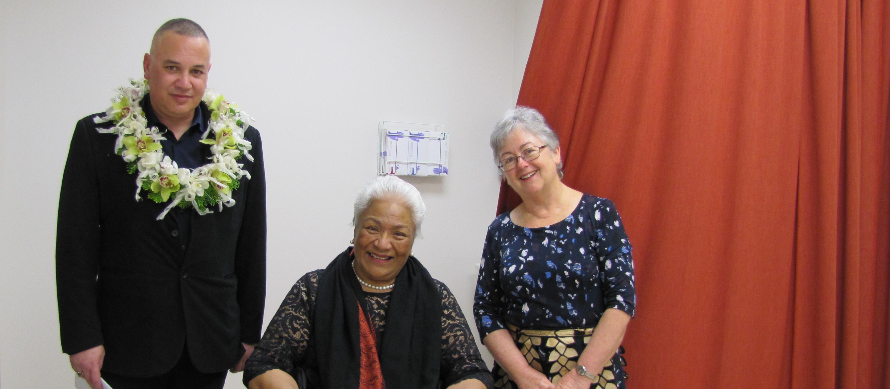 Tongan Health Society chief executive and clinical director Glenn Doherty, HRH Princess Mele Siu`ilikutapu Kalaniuvalu Fotofili of Tonga, and Tongan Health Society GP and tasilisili (quality, research and training) manager Glennis Mafi