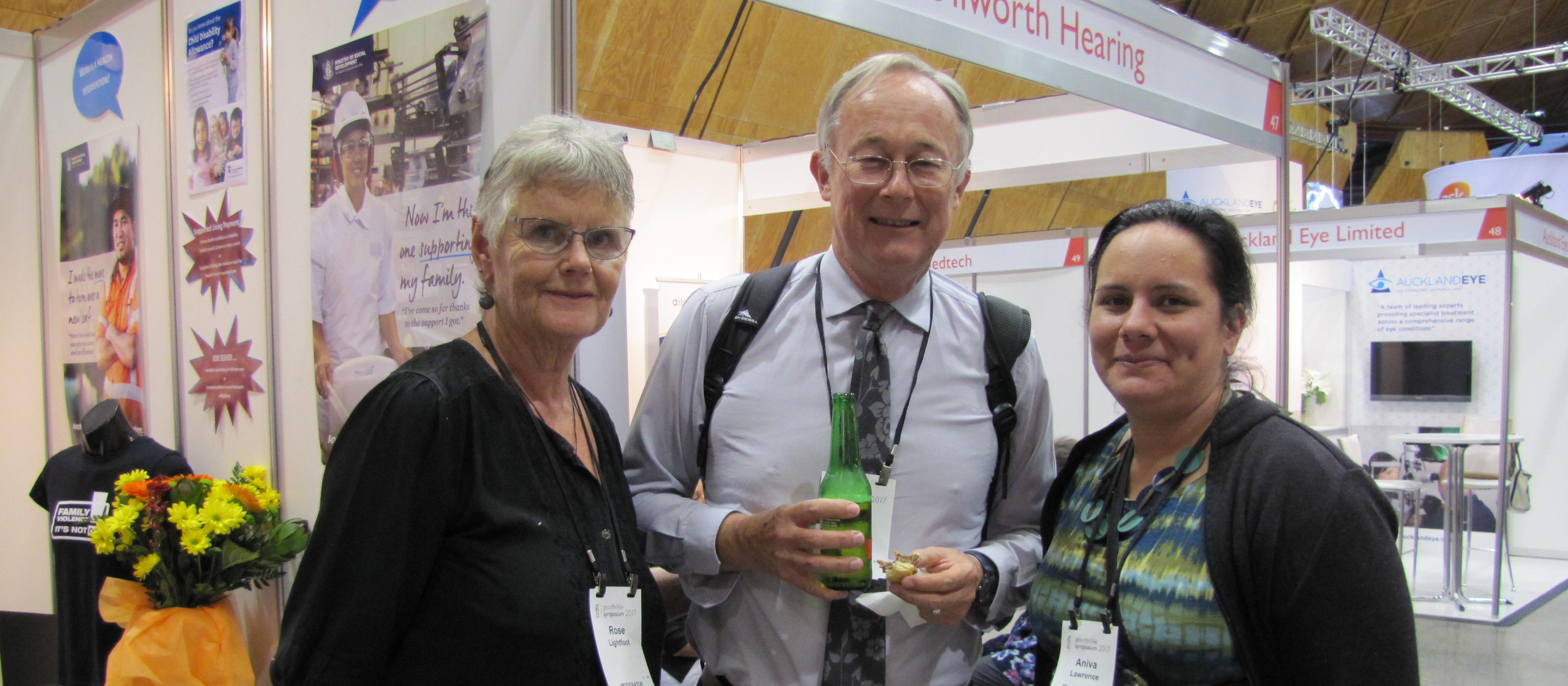 Rose Lightfoot, Bruce Arroll and Aniva Lawrence at last year's Goodfellow Symposium