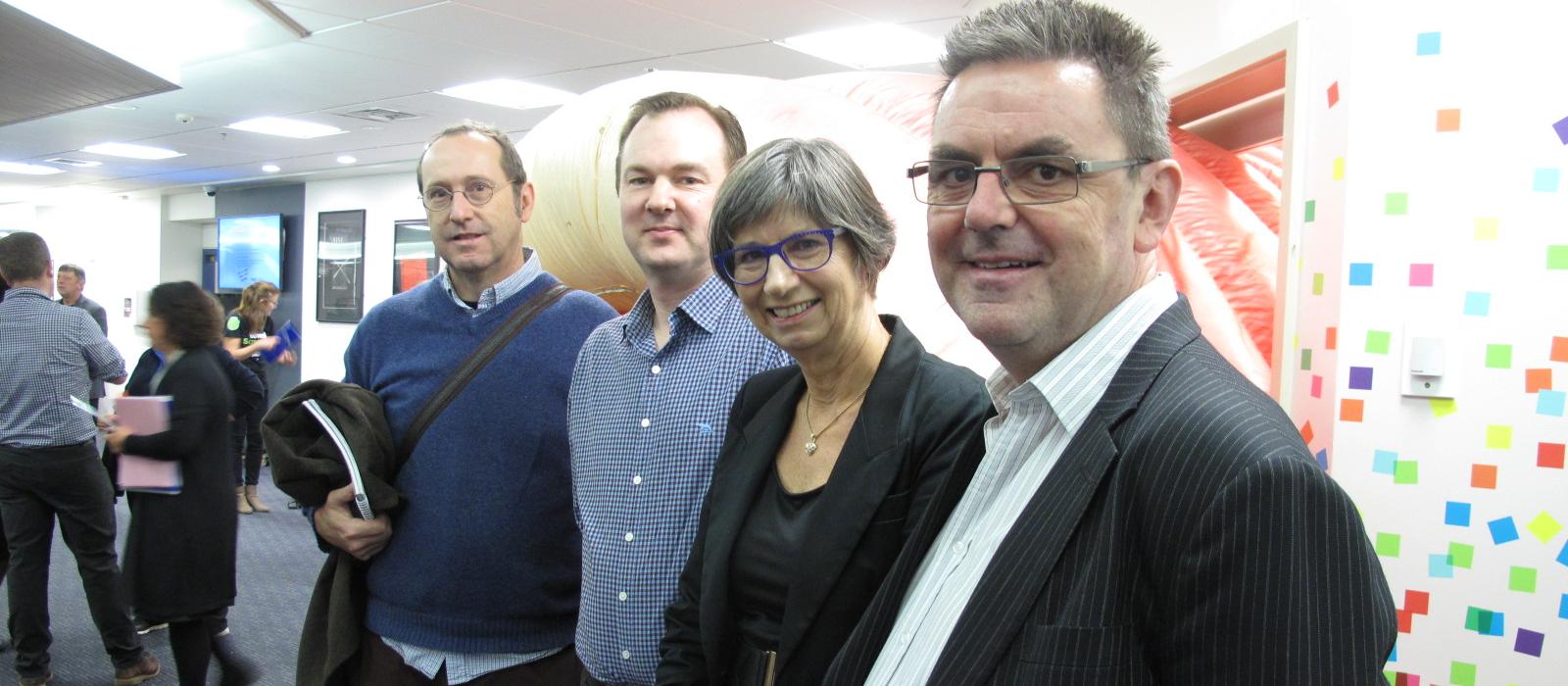 WellSouth medical director Stephen Graham, SDHB gastroenterology medical director Jason Hill, national bowel screening clinical director Susan Parry, and SDHB chief executive Chris Fleming