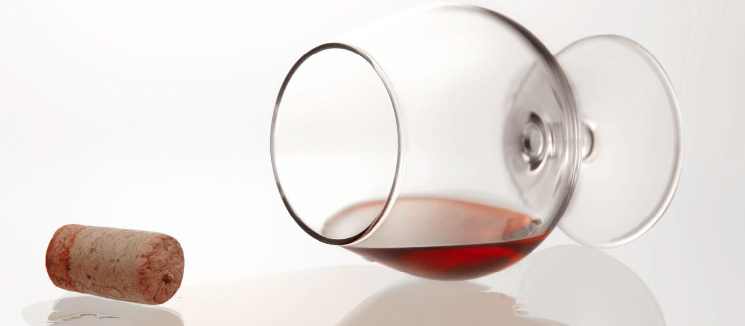 Spilt glass of wine