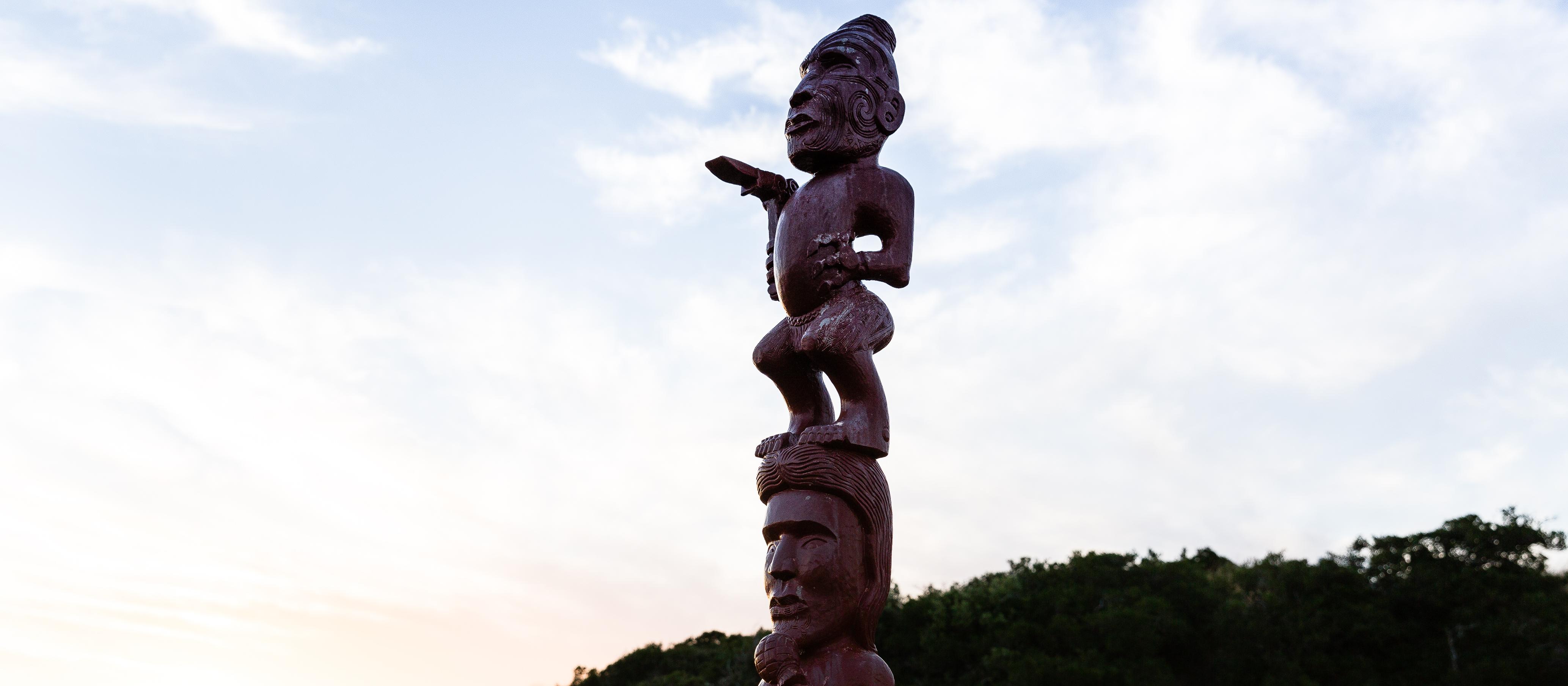 Carved Māori Pou