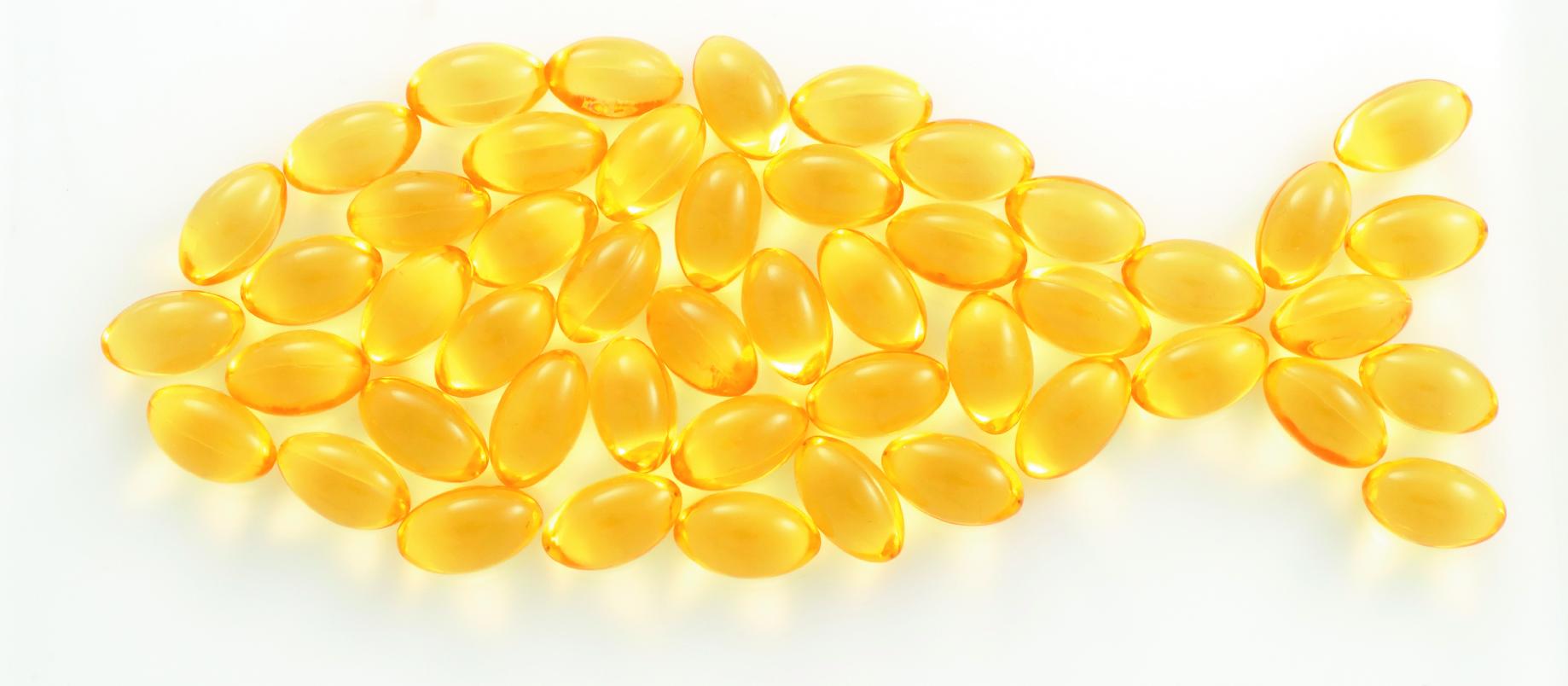 Fish oil capsules, supplements, omega-3