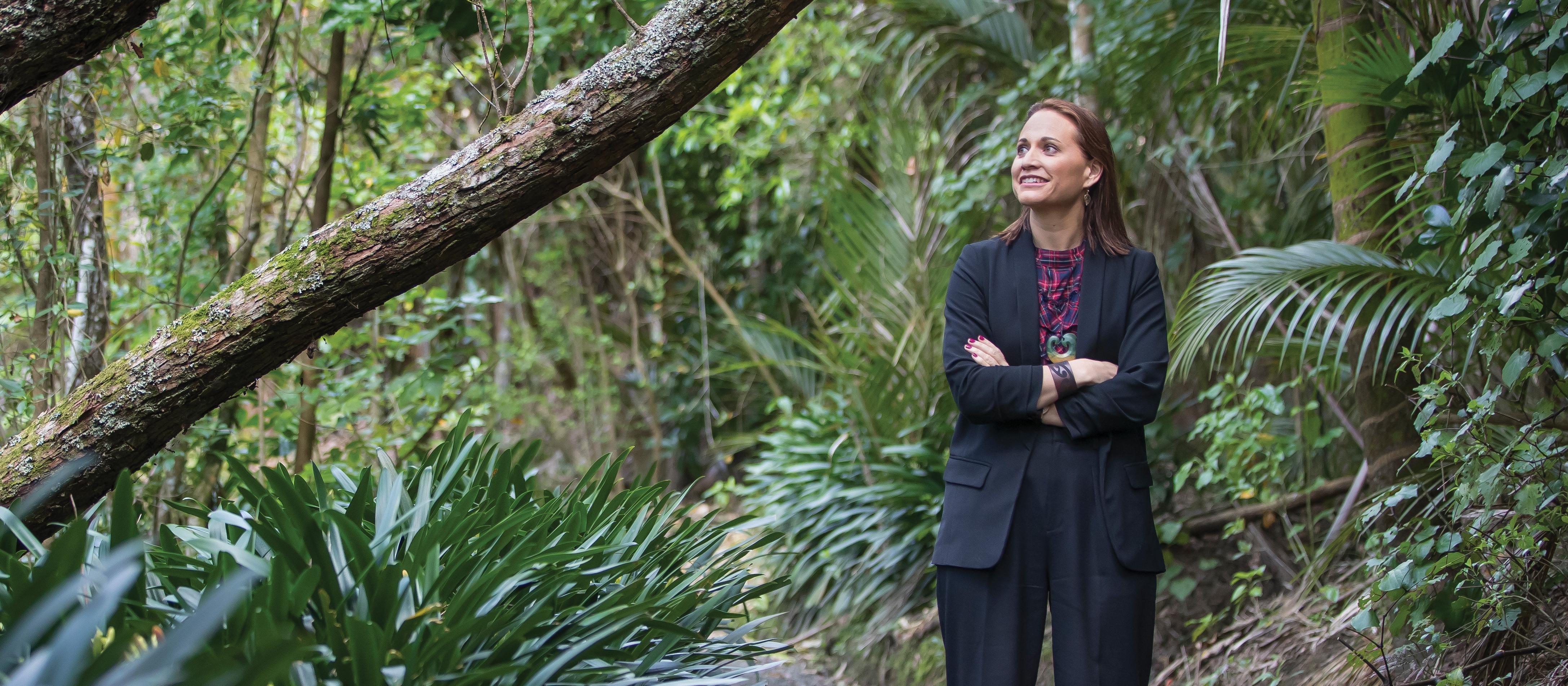 Melanie Wi Repa in a beautiful forest landscape_Photo by Peter Meecham