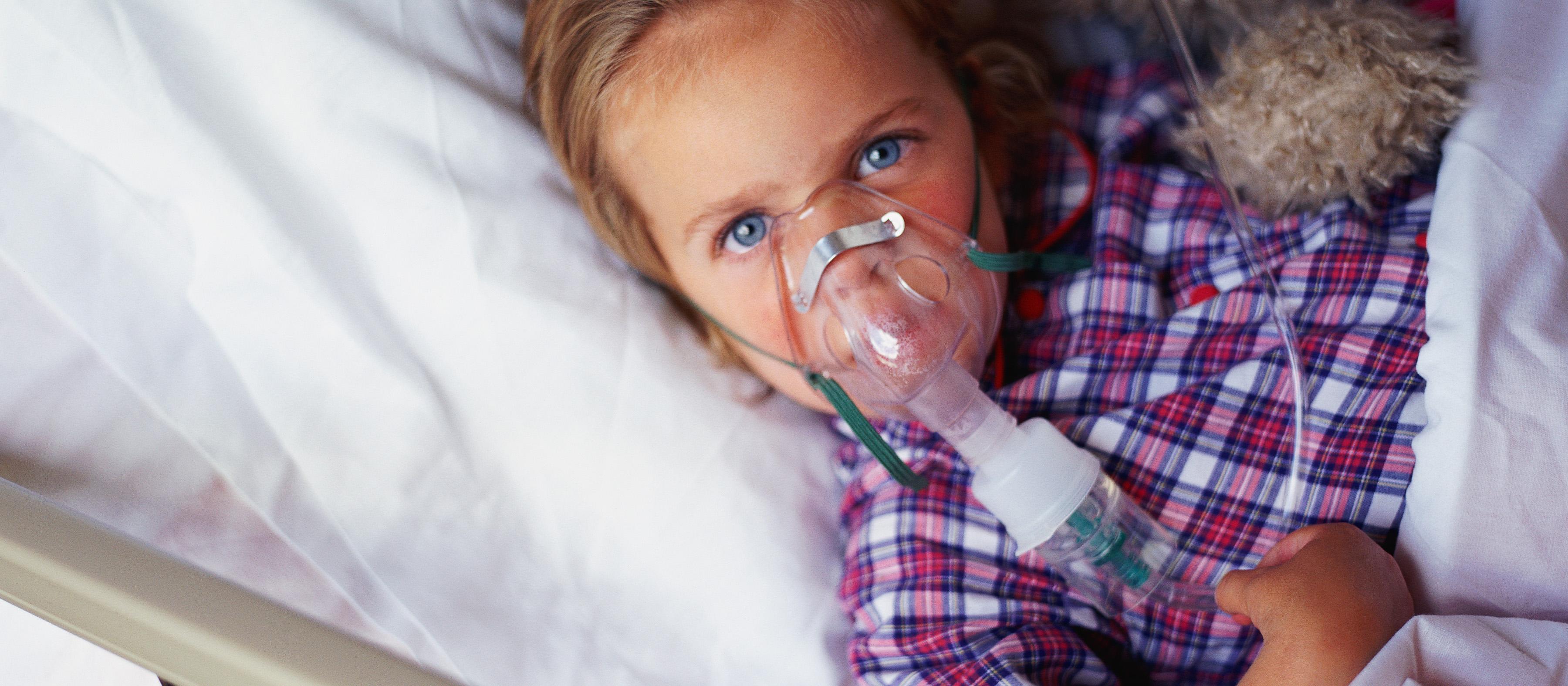 child, hospital, oxygen mask