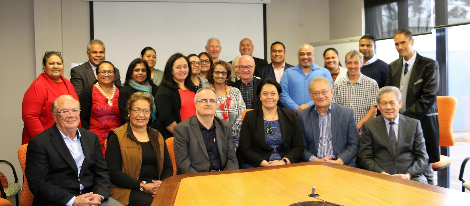 Alliance Health Plus staff celebrate the appointment of Fepulea’i Margie Apa as CEO of CMDHB, together with the appointment of Vui Mark Gosche as CMDHB Chair
