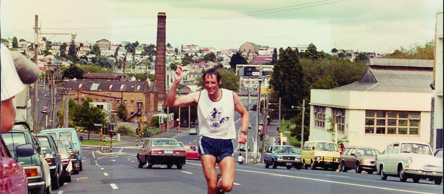 John in the 1982 Les Mills New Zealand Ironman Championship race: “My first triathlon and my first win”