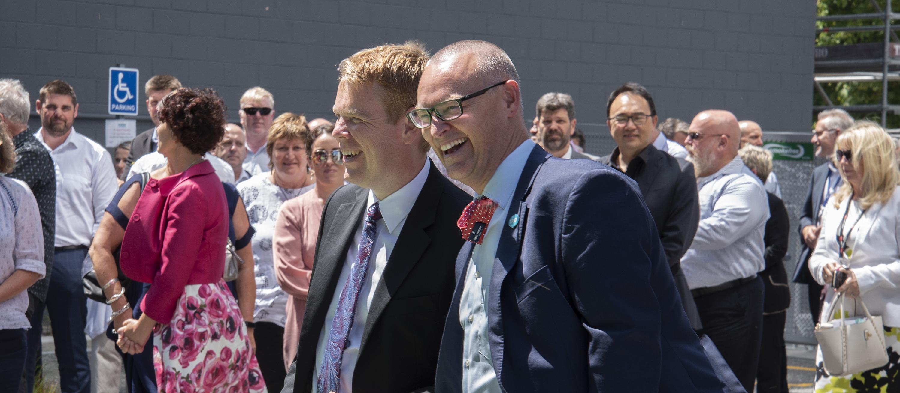 David Clark and Chris Hipkins open the new Manawa building