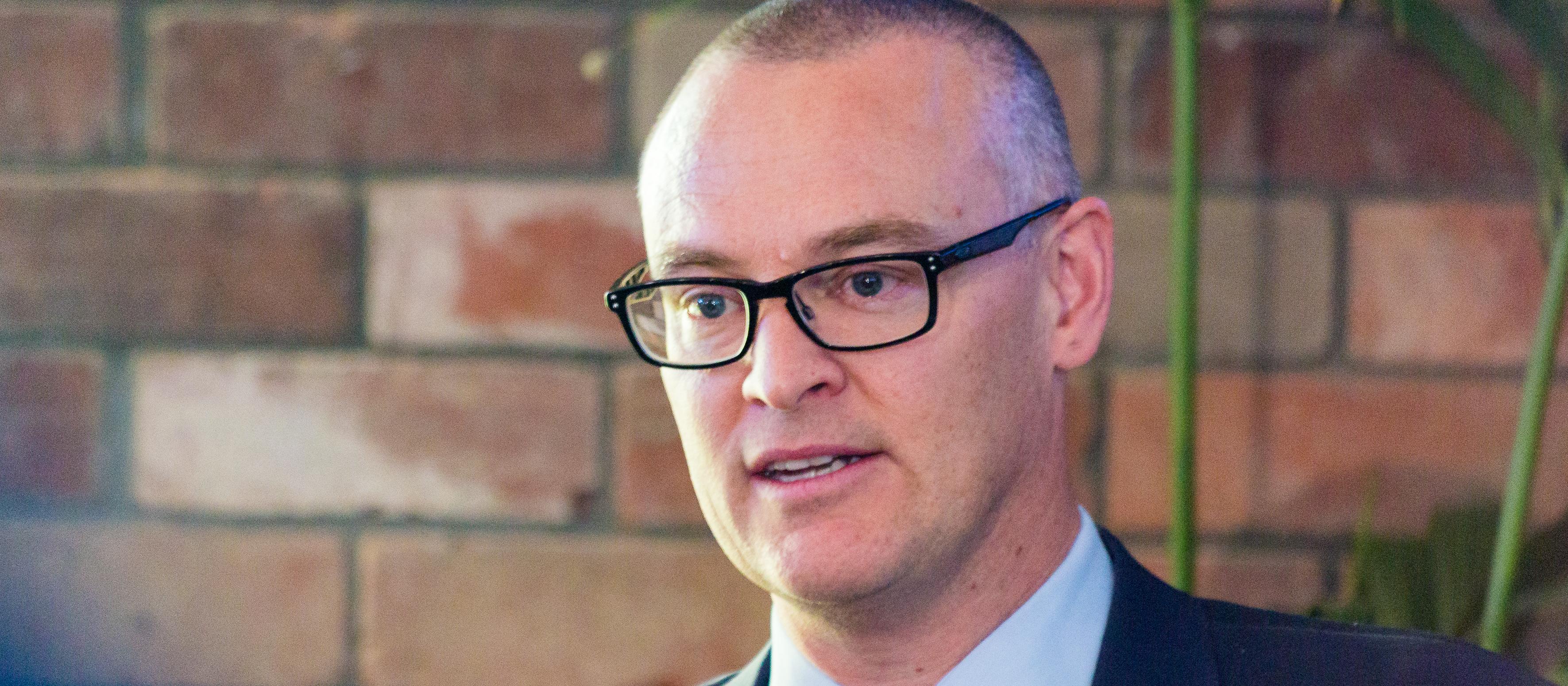 David Clark speaking, Newtown