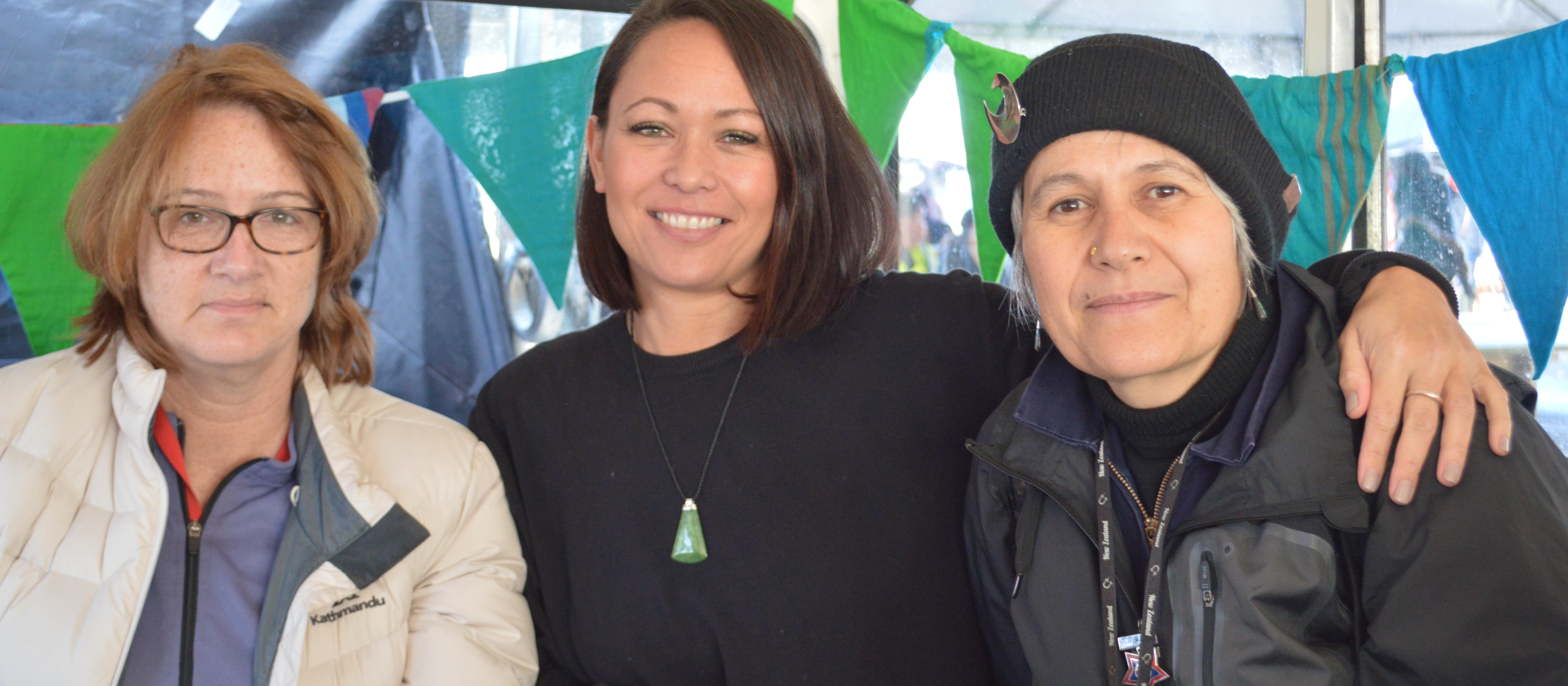 Nurse Anita Divers, medical student Rose Harris and retired nurse Delwyne Roberts