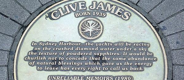 Clive James plaque on writer's walk in Sydney