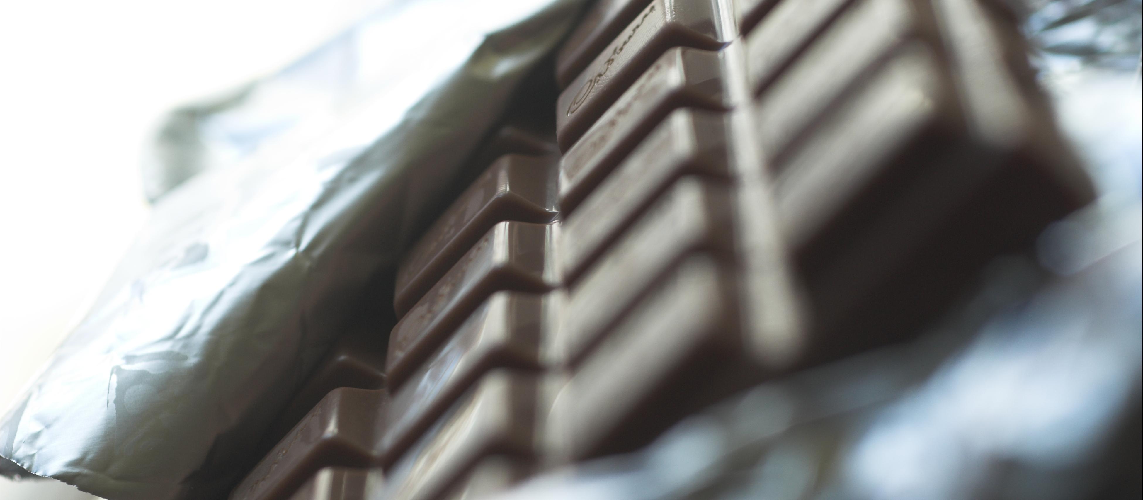 Block of dark chocolate