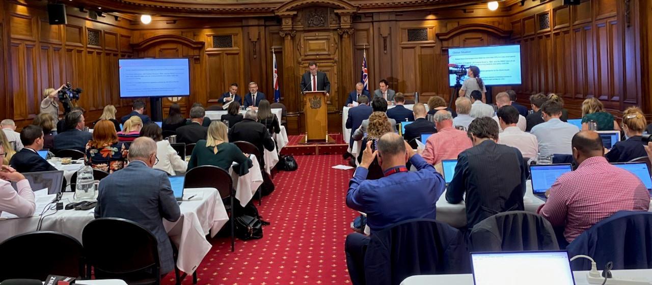 Grant Robertson announcing economic package