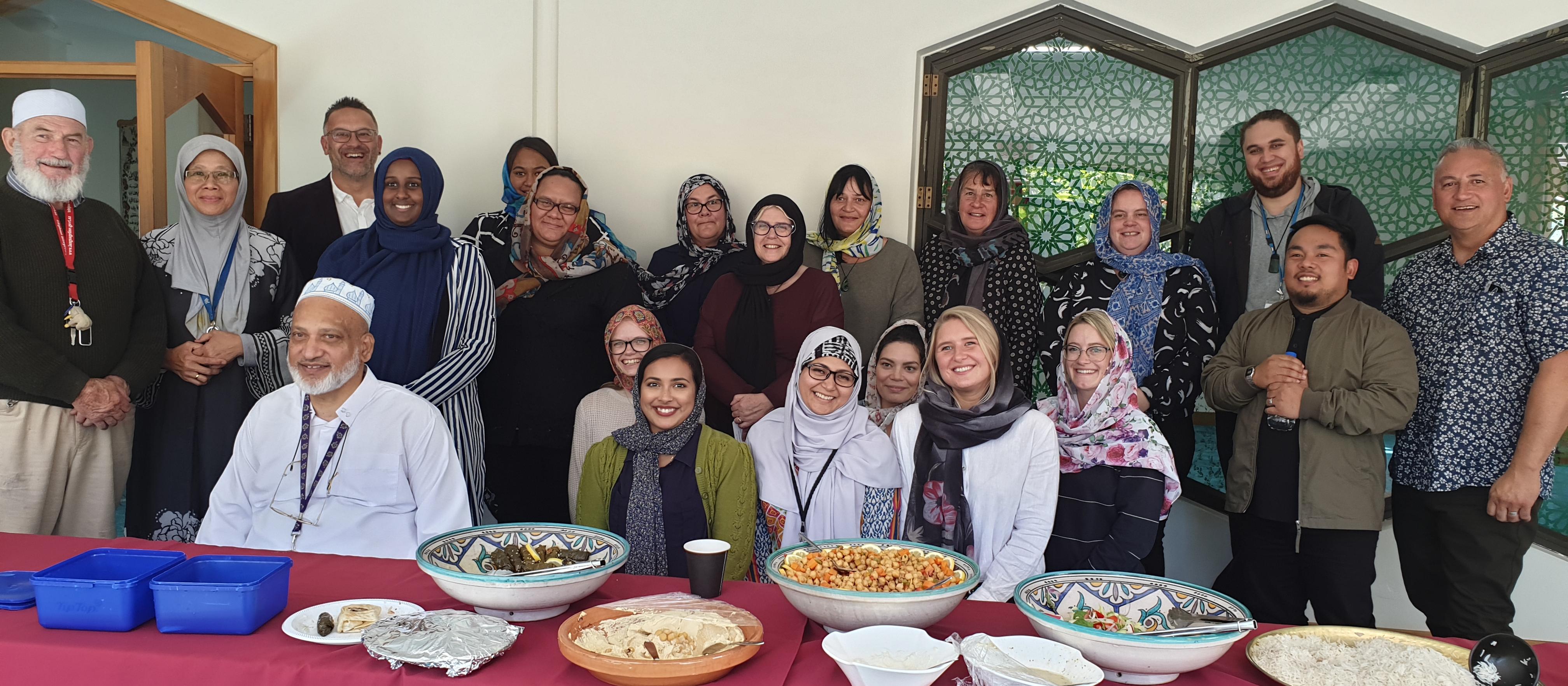Muslim support workers and other Purapura Whetu staff at Christchurch's Al Door mosque, Feb 2020