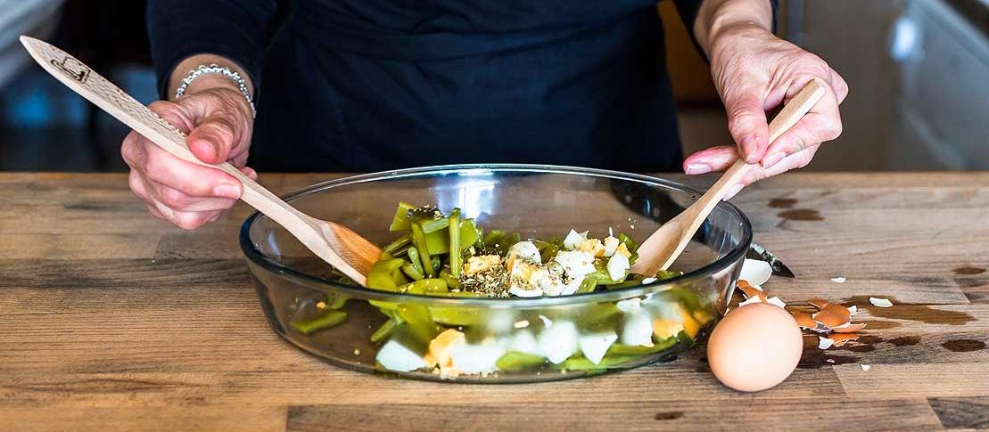 Mixing food in bowl