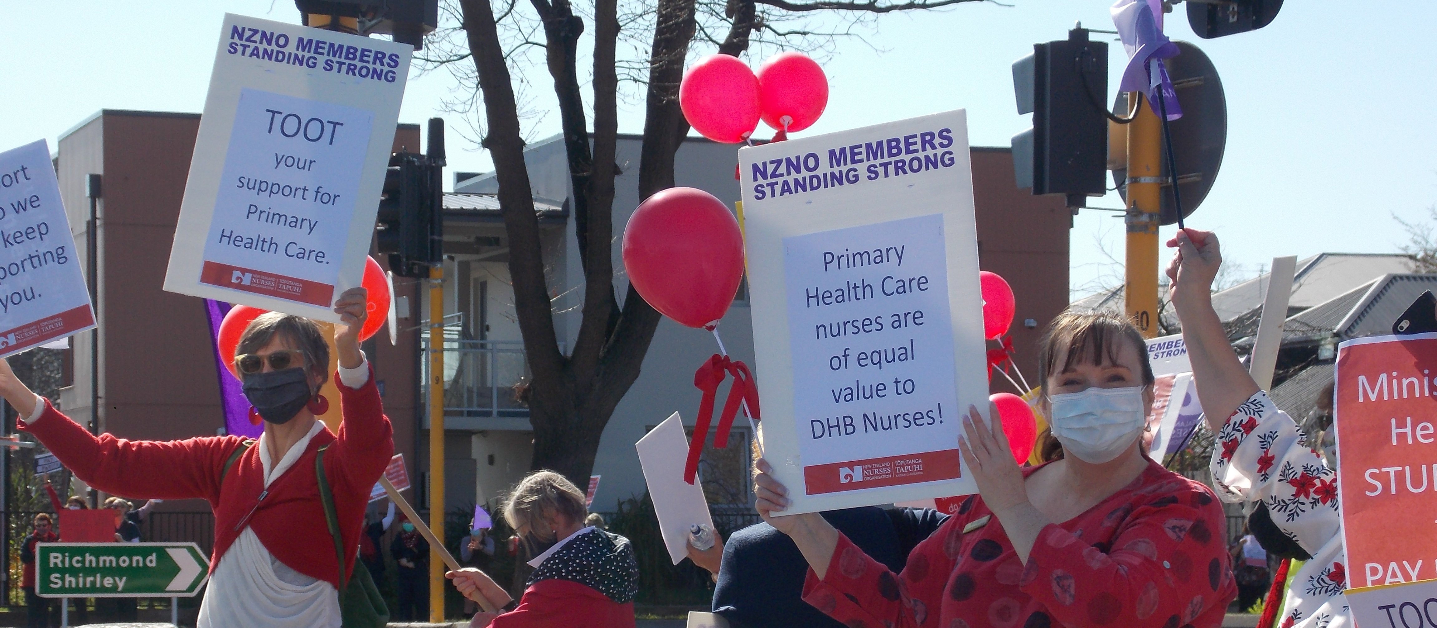 Strike Rally Nurse protest Christchurch Balloons