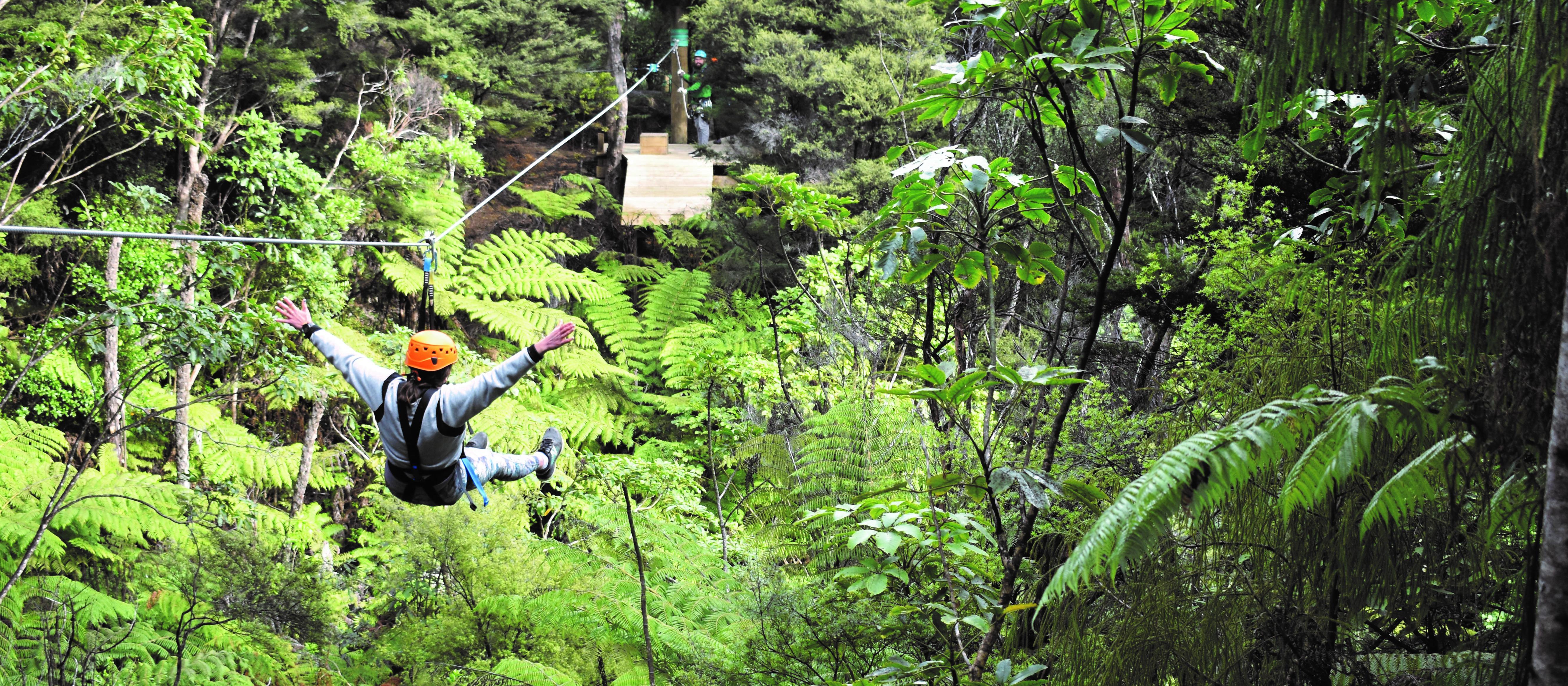 Zahra riding the Coromandel Zipline