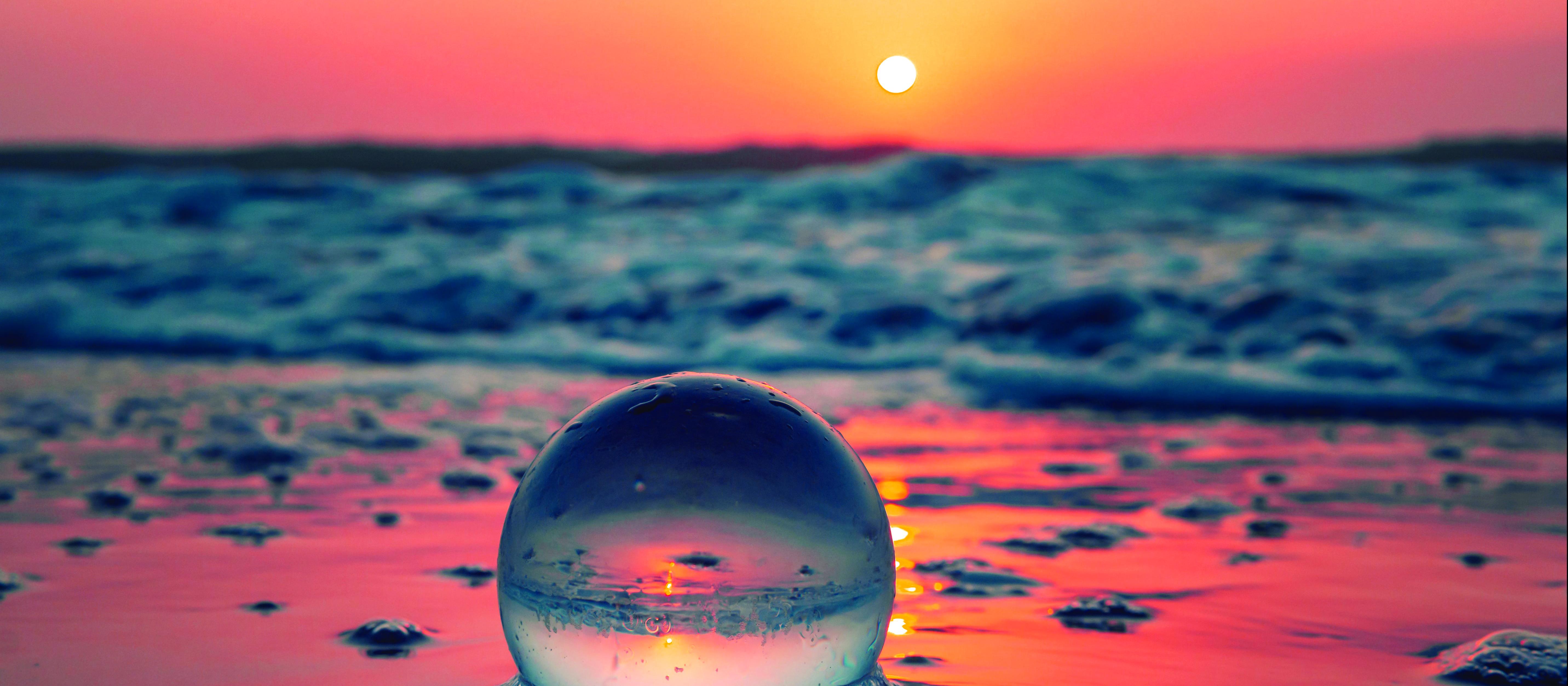 Crystal ball, setting sun