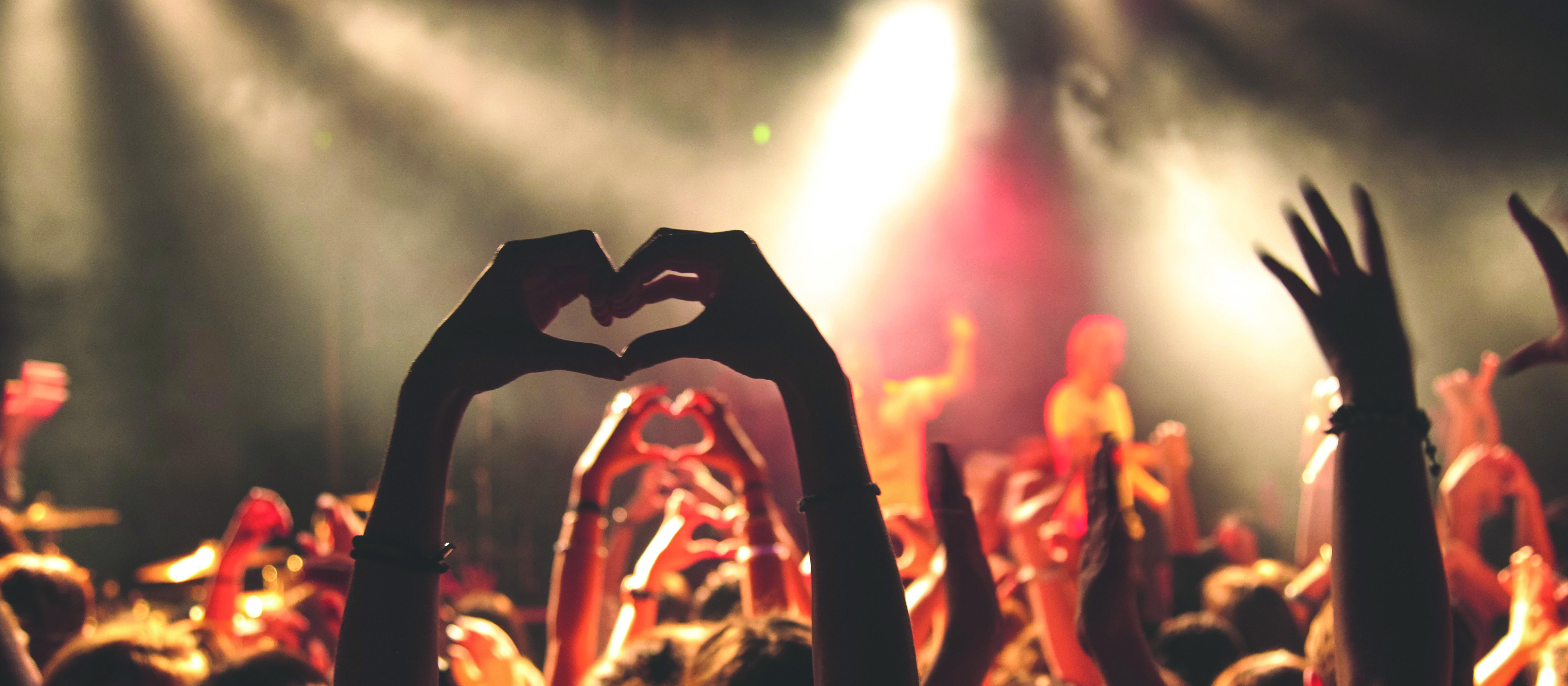 Hands making a heart shape, concert, Anthony Delanoix, Unsplash