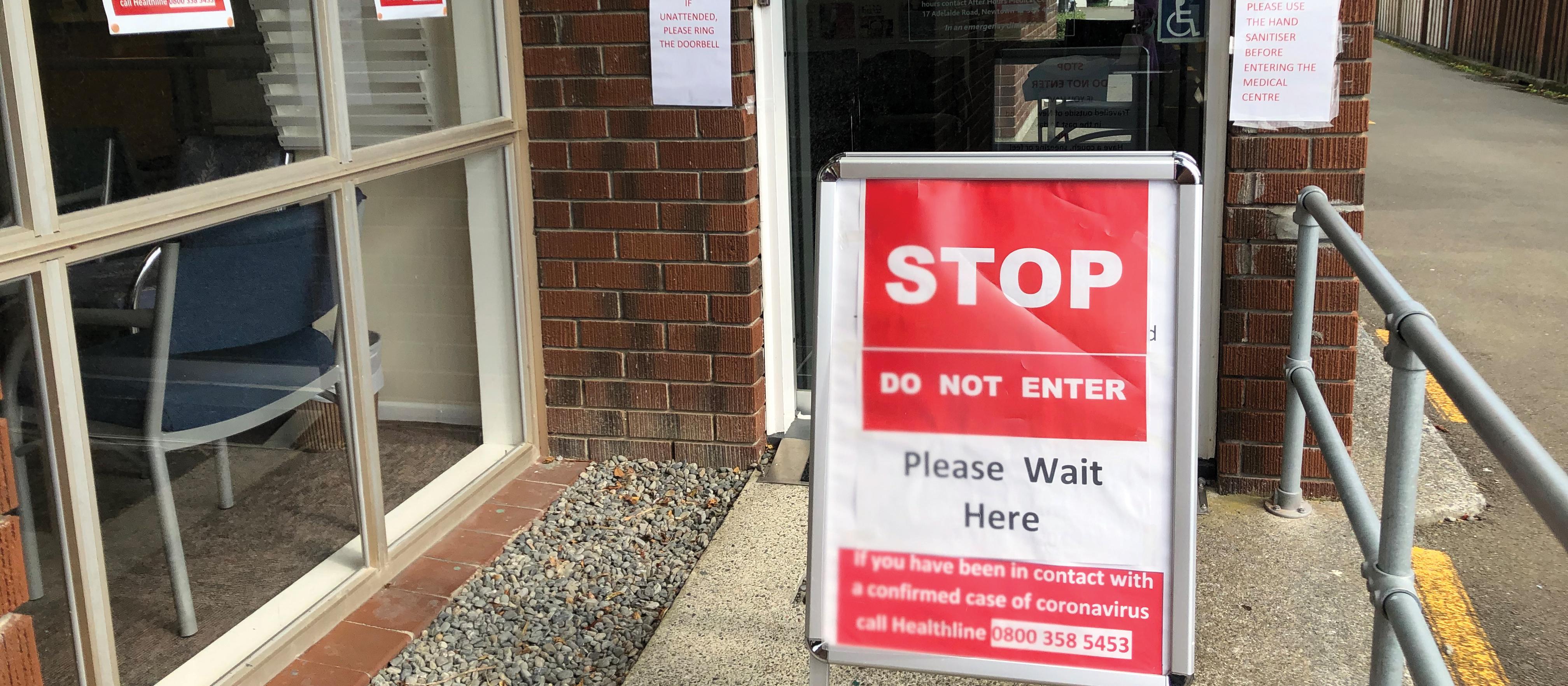 COVID-19 and flu signage