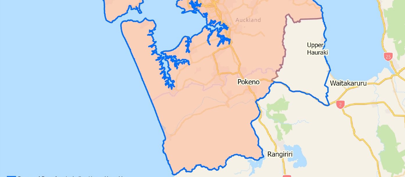 Hauraki Covid boundary map