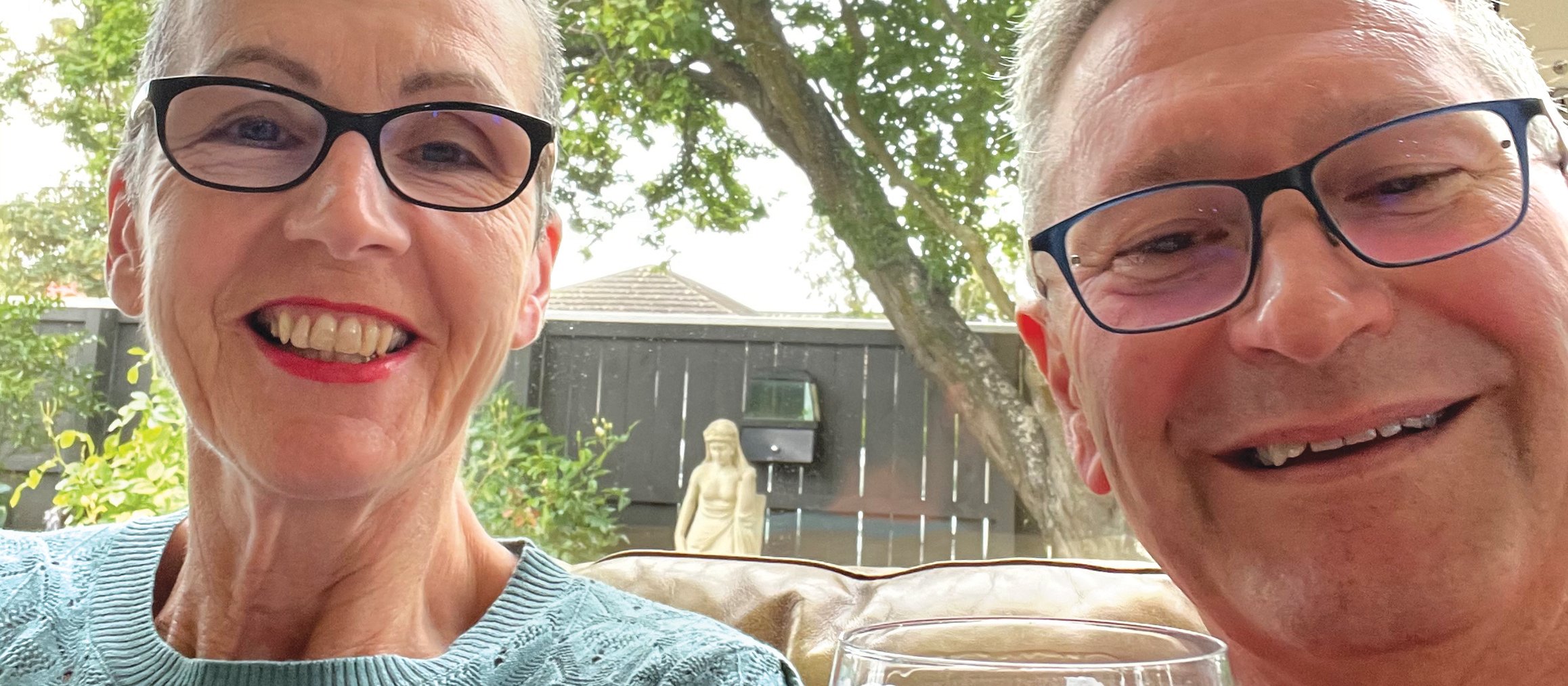 Mark Eager and wife Rosie enjoying a gin