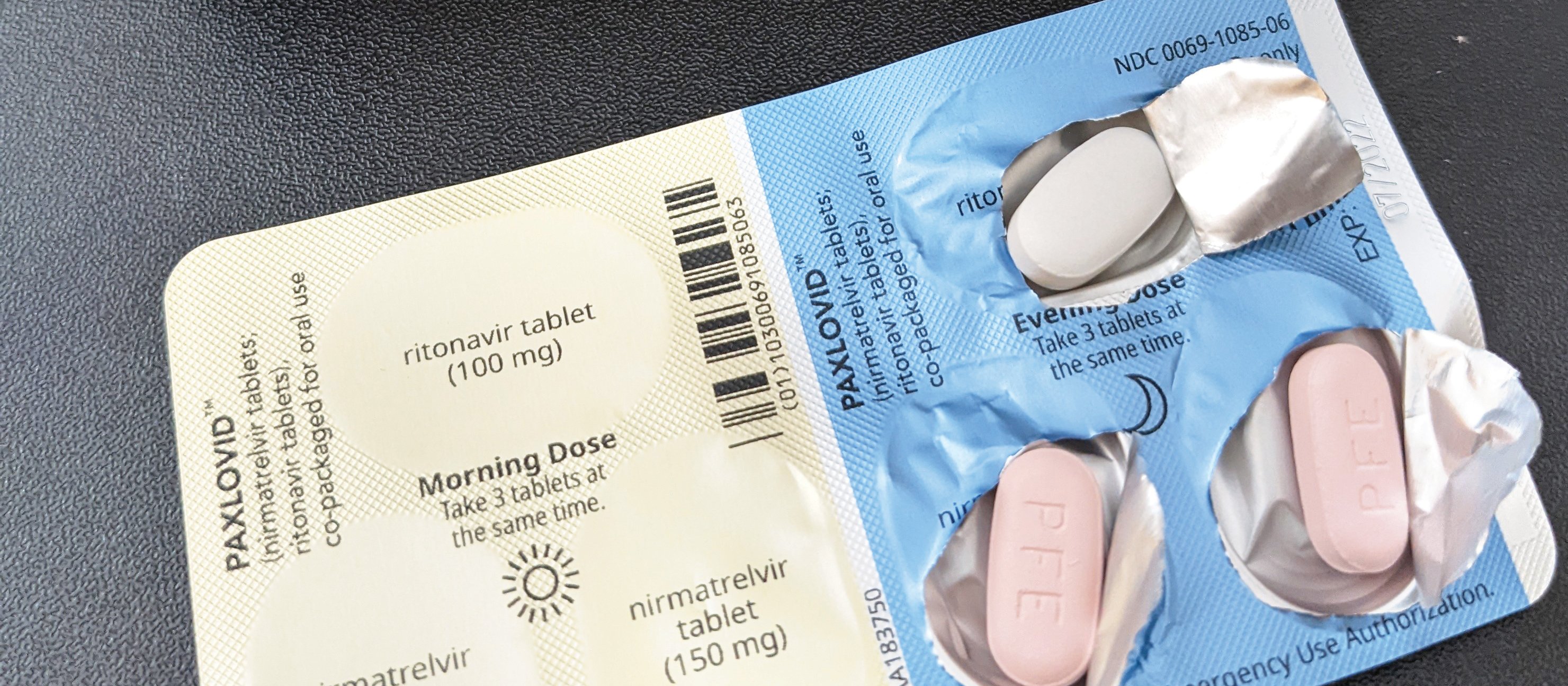 Packet of Paxlovid tablets
