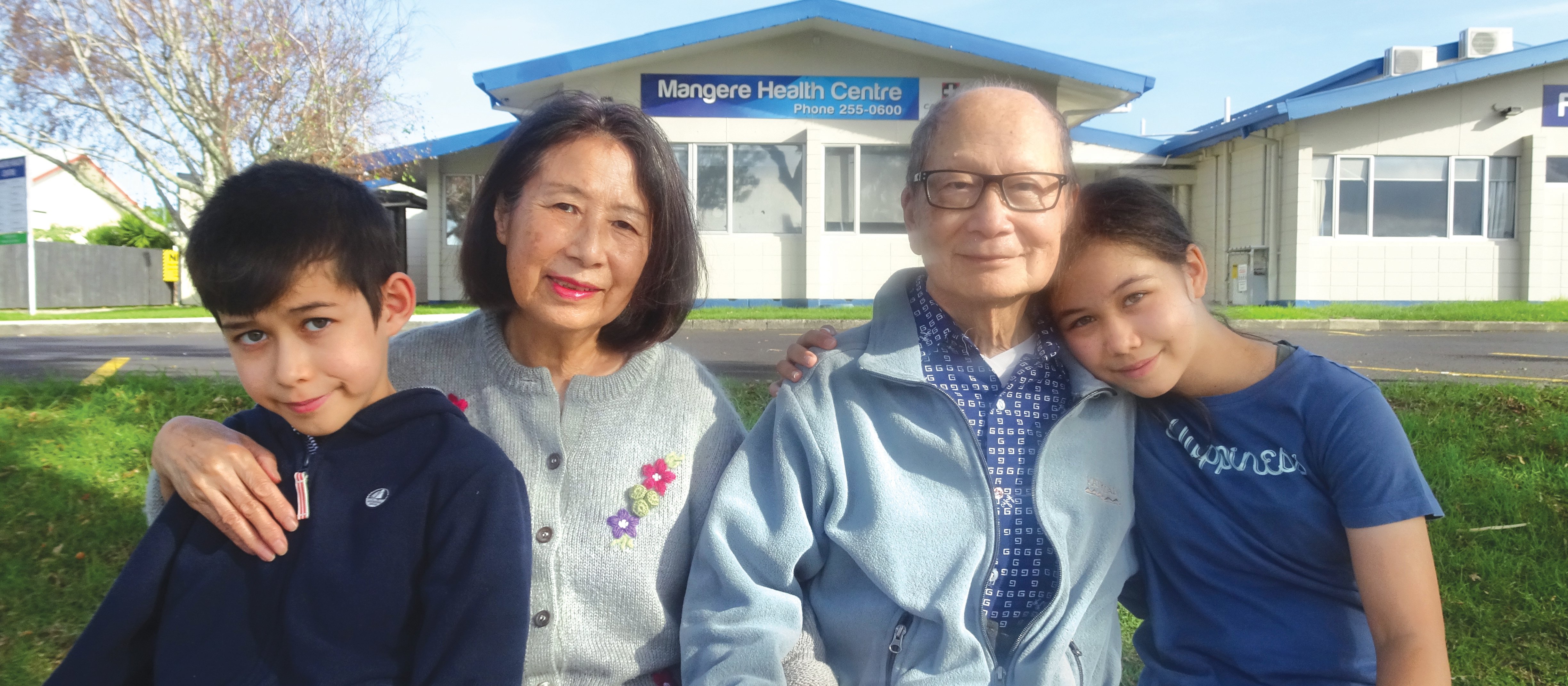 Percy Wu, Judy Wu, grandchildren Louise and Andre
