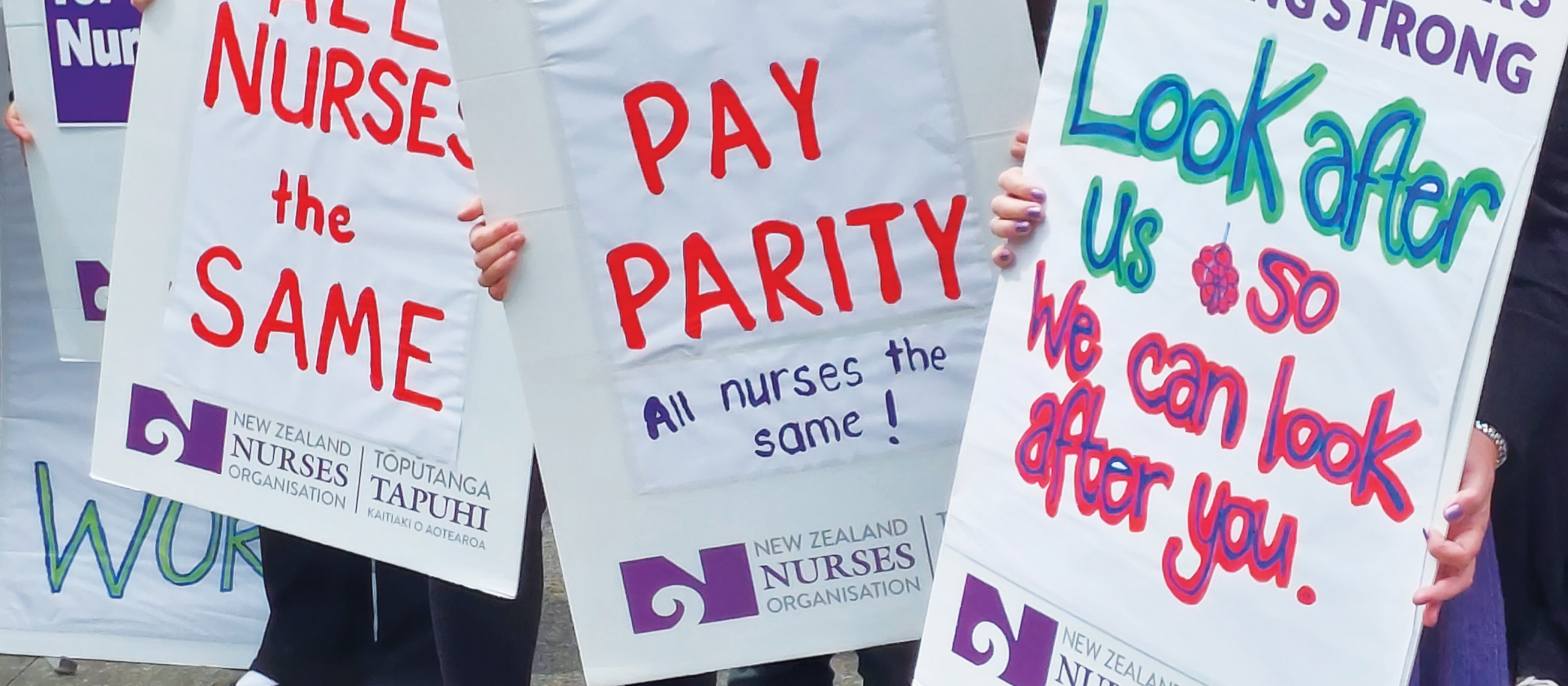 pay parity placards Wellington strike rally 27 Oct 2022