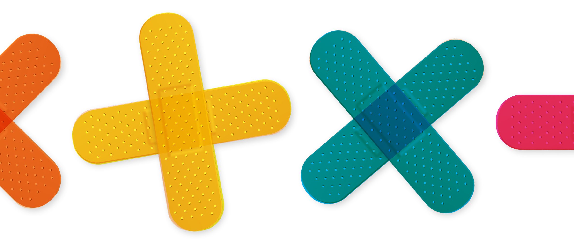 Colourful bandaids for p25