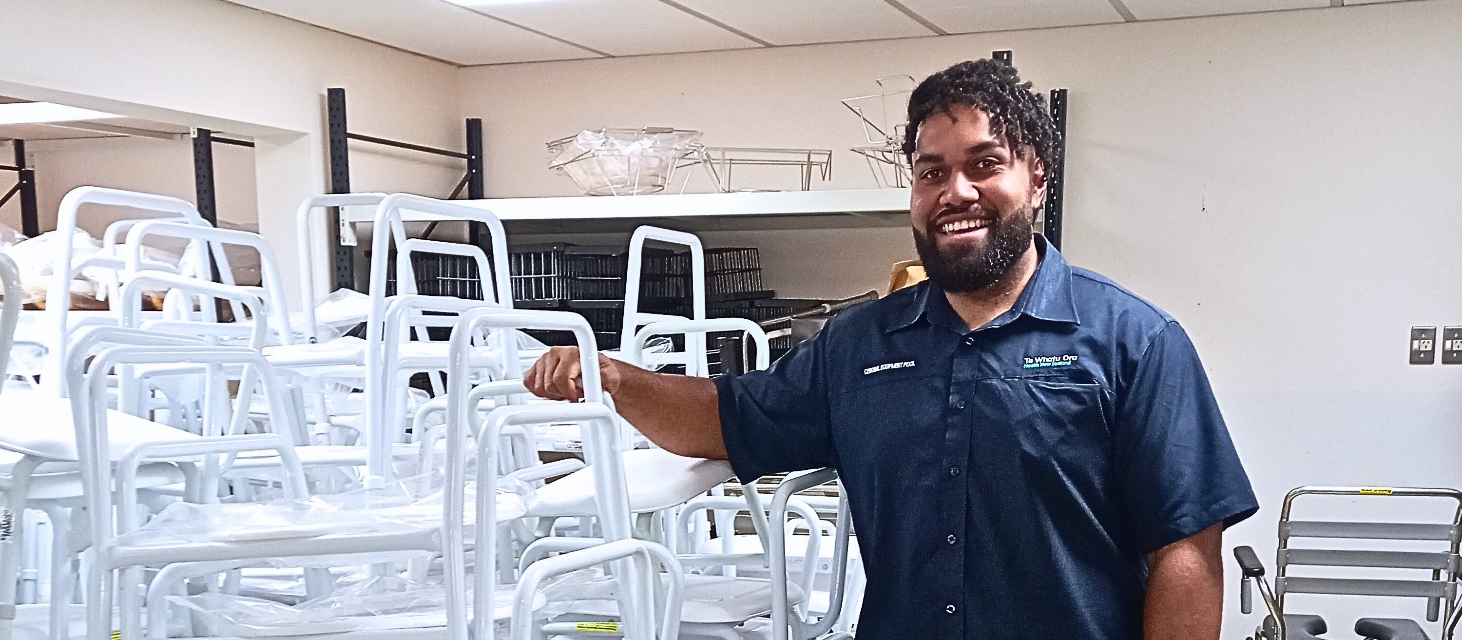 Te Whatu Ora Capital Coast and Hutt Valley Equipment Coordinator with crutches and walking frame