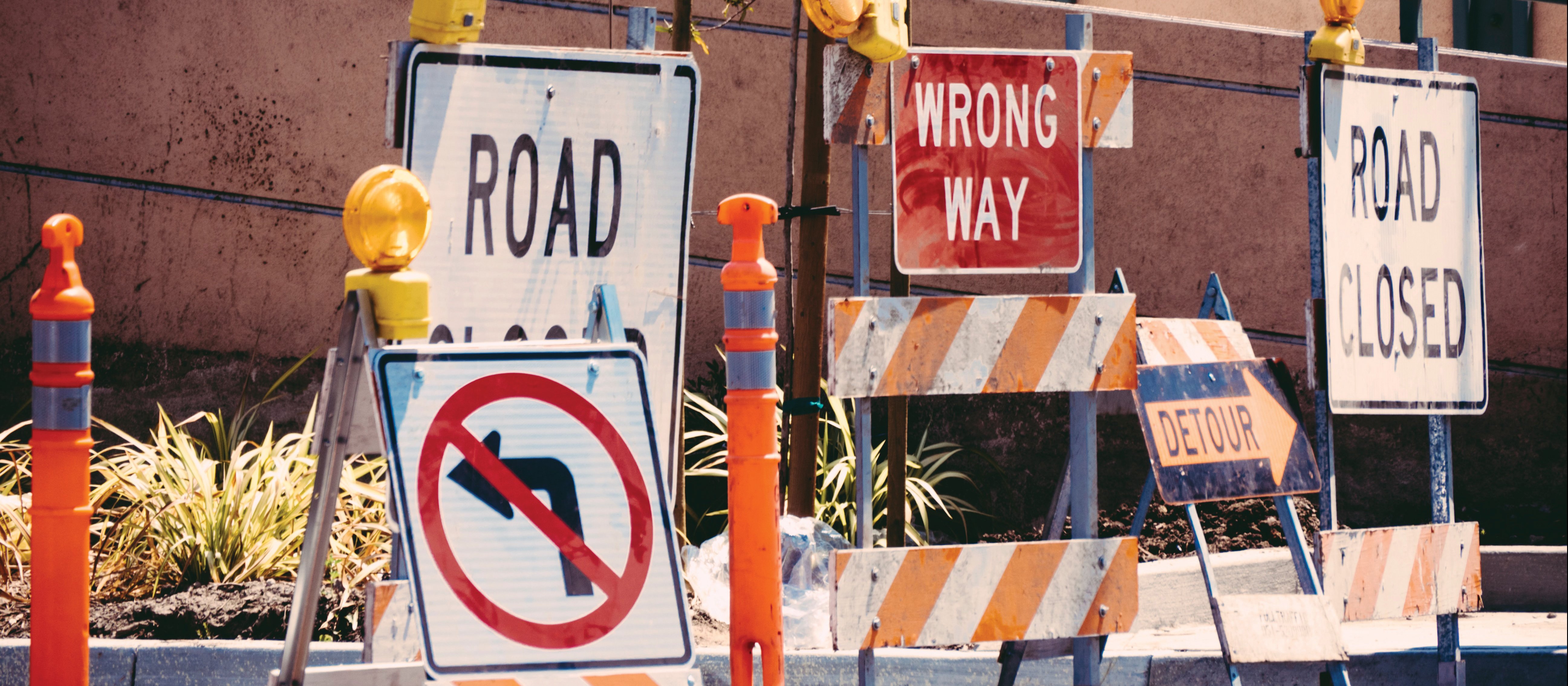 Roadworks street signs