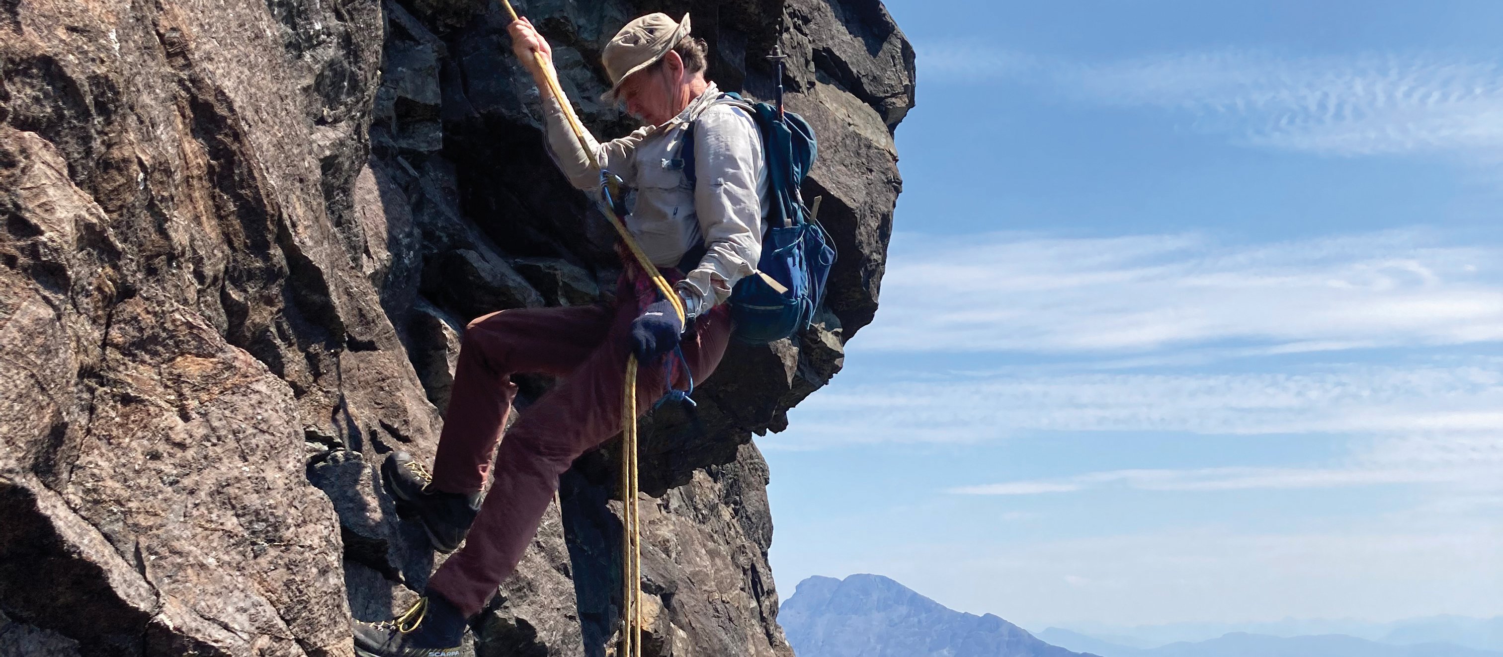 Scottish mountain Sgurr Dubh Mor abseil off lower summit CR Martin London