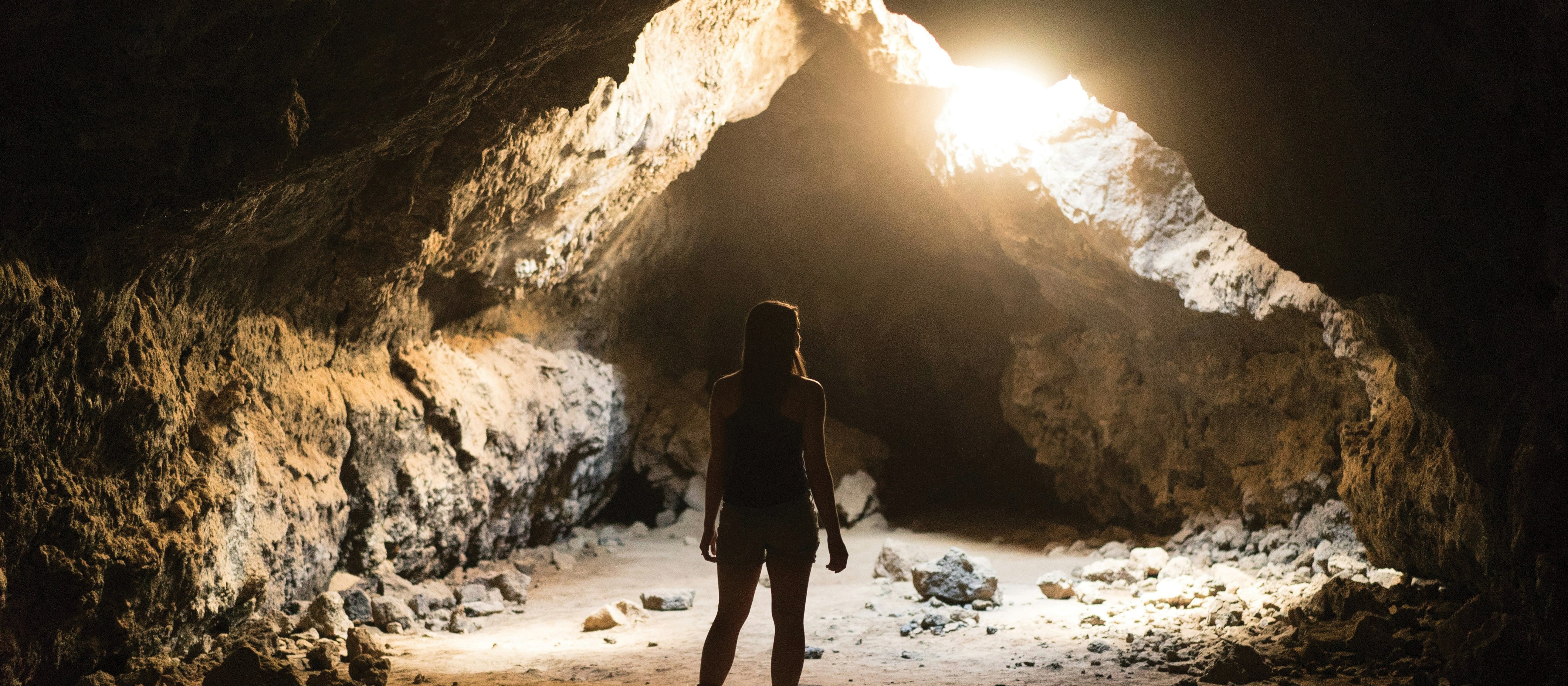 Woman in a cave