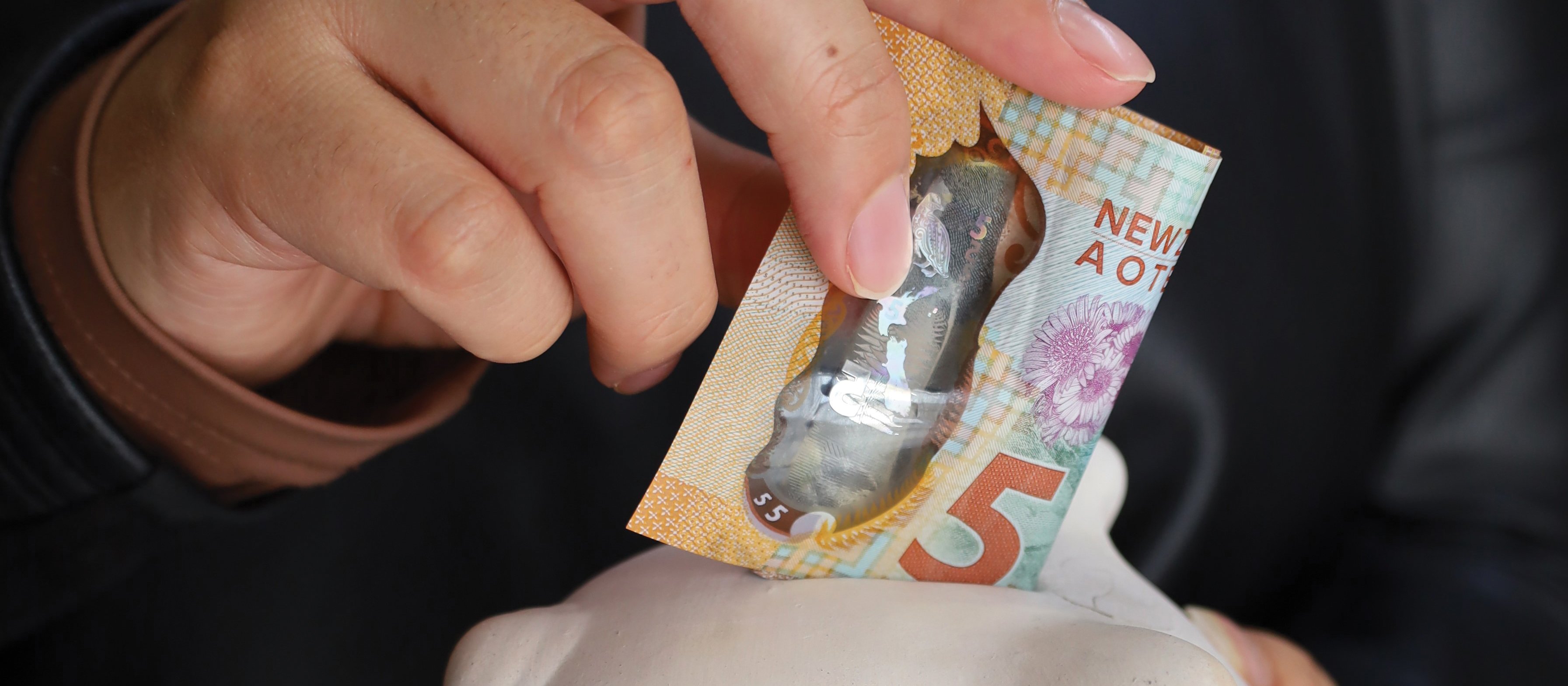 Five dollars NZ Piggybank CR FJZEA on iStock