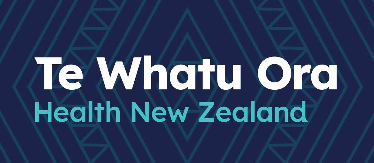 Te Whatu Ora name on blue patterned background