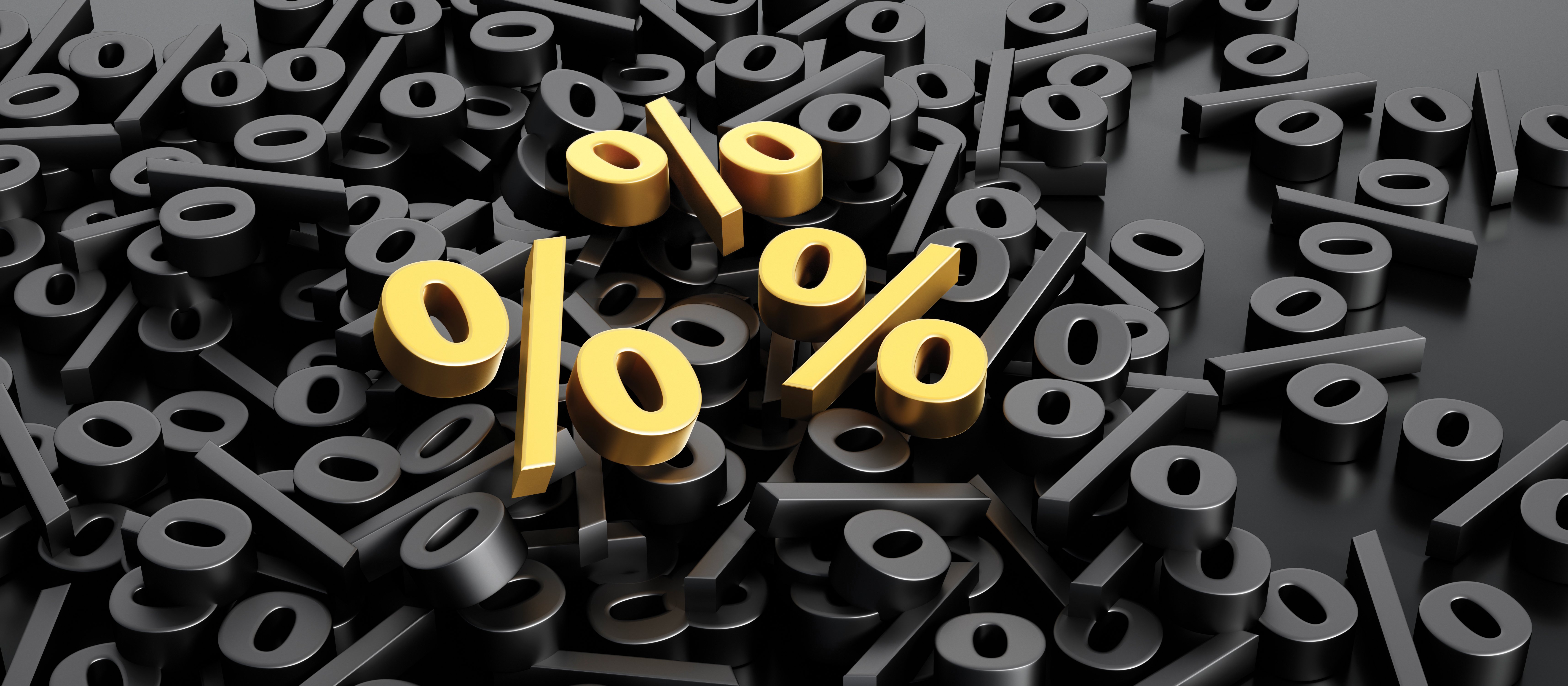Percentage signs black and gold CR peterschreiber.media on iStock