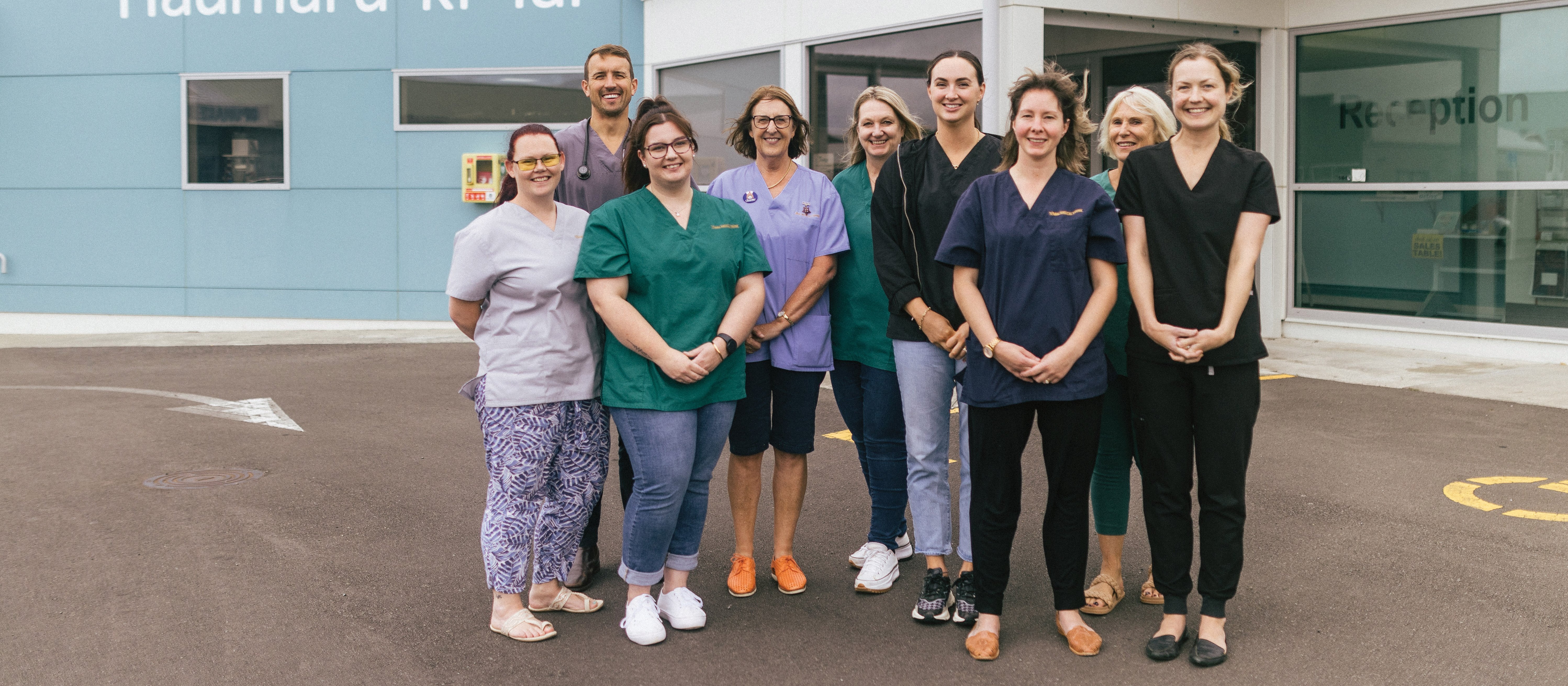 Magda du Plessis (receptionist), Nick Loveridge-Easther (GP and co-director), Michaela Martin (health care assistant), Jennifer Sandford (practice nurse), Rachael Hughson-How (receptionist), Alice Stevenson (practice nurse), Rebecca Laidlaw (nurse practitioner intern), Michelle Watt (receptionist), Carolyn Reardon (GP)