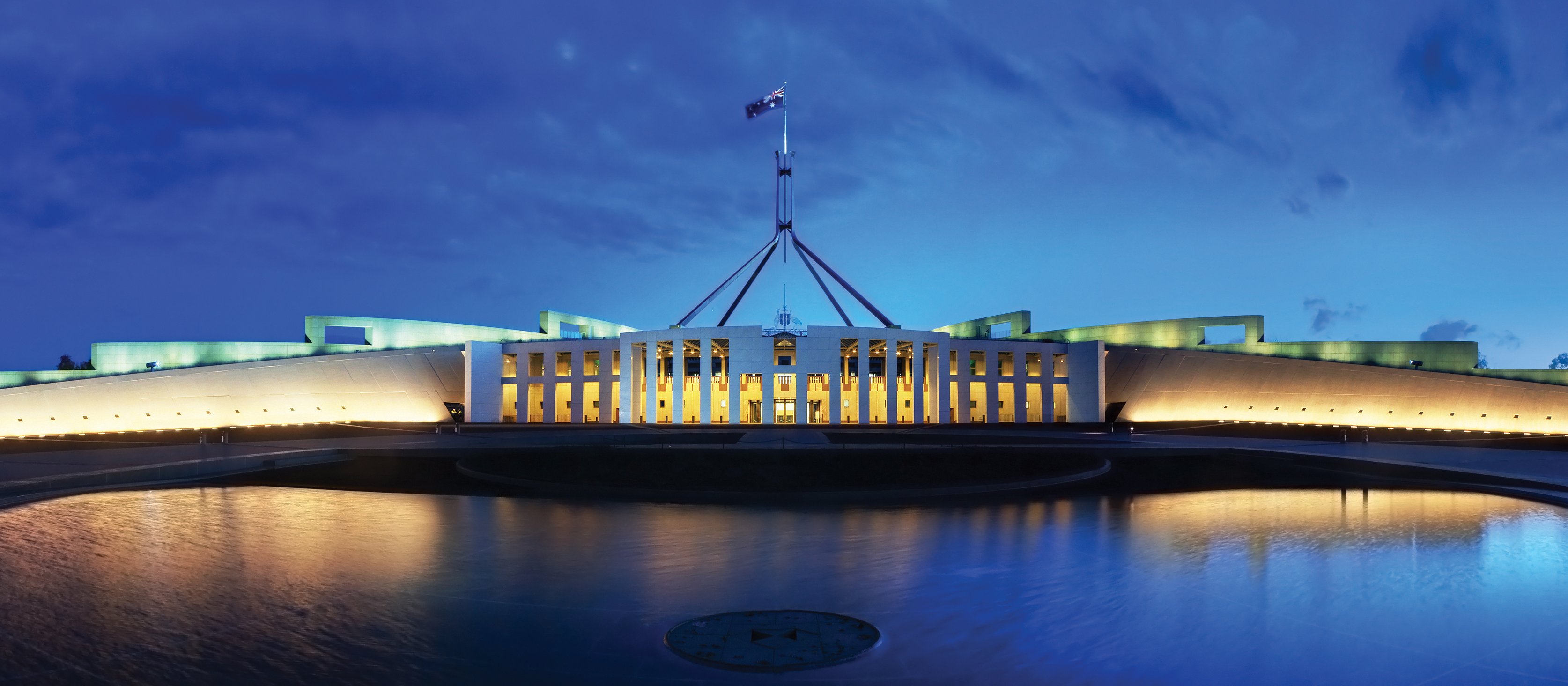 Parliament House Canberra Dusk Panorama 