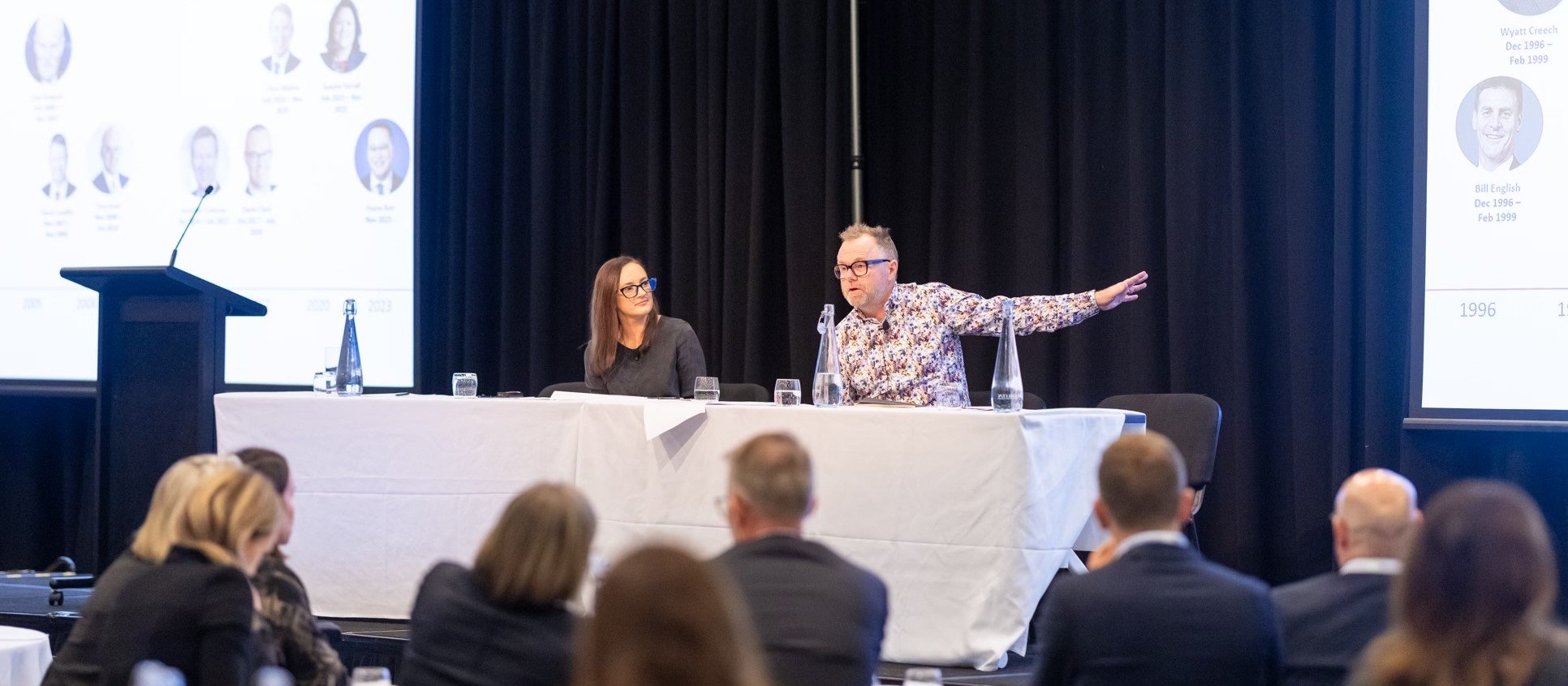GRC Partners + Porter Novelli managing partner Mark Watts and director Talani Meikle at Monday's MTANZ Conference in Auckland
