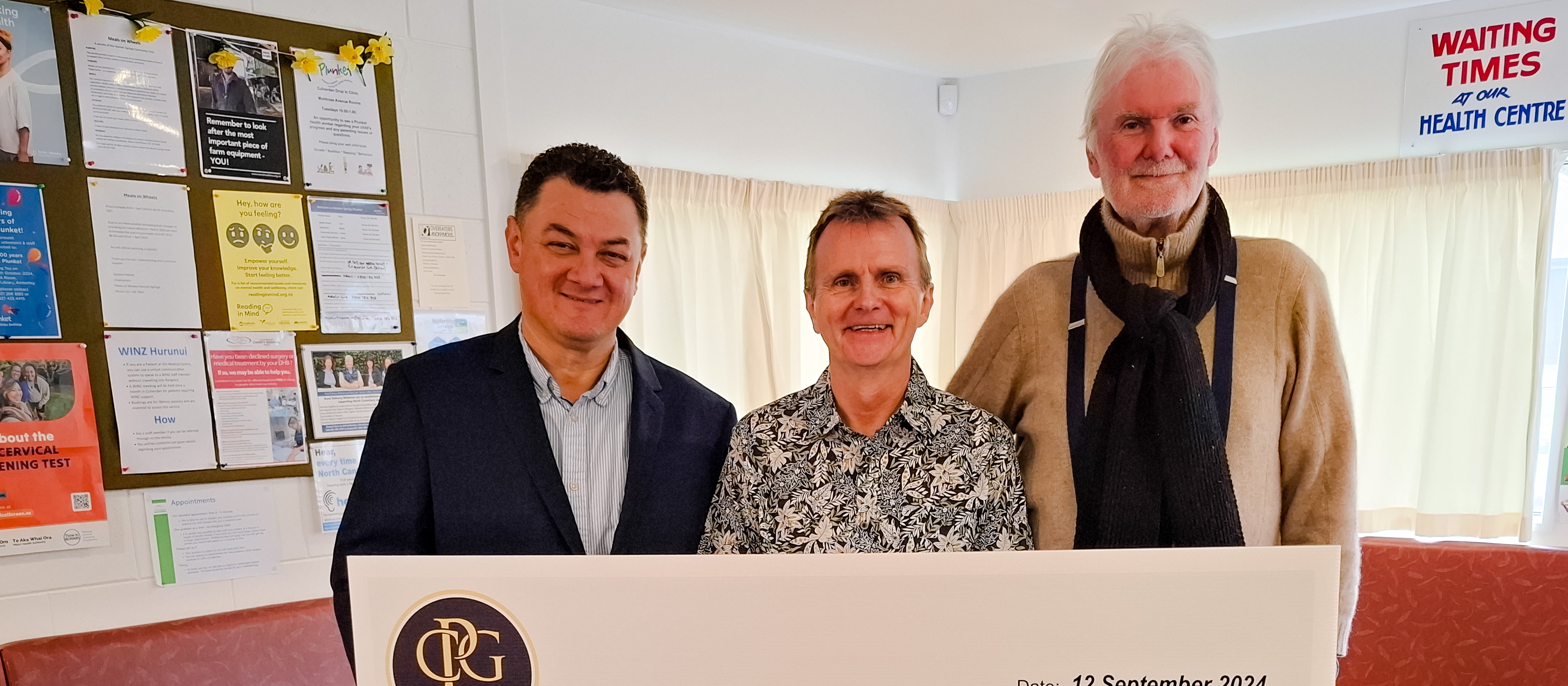 Hanmer Springs Health Centre Cheque_Simon Jackson_Paul Walmsley_Kevin Loughlin_supplied