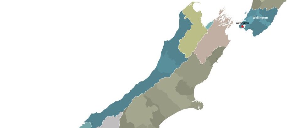 NZ Map Regions provinces CR Royalty Free on iStock 