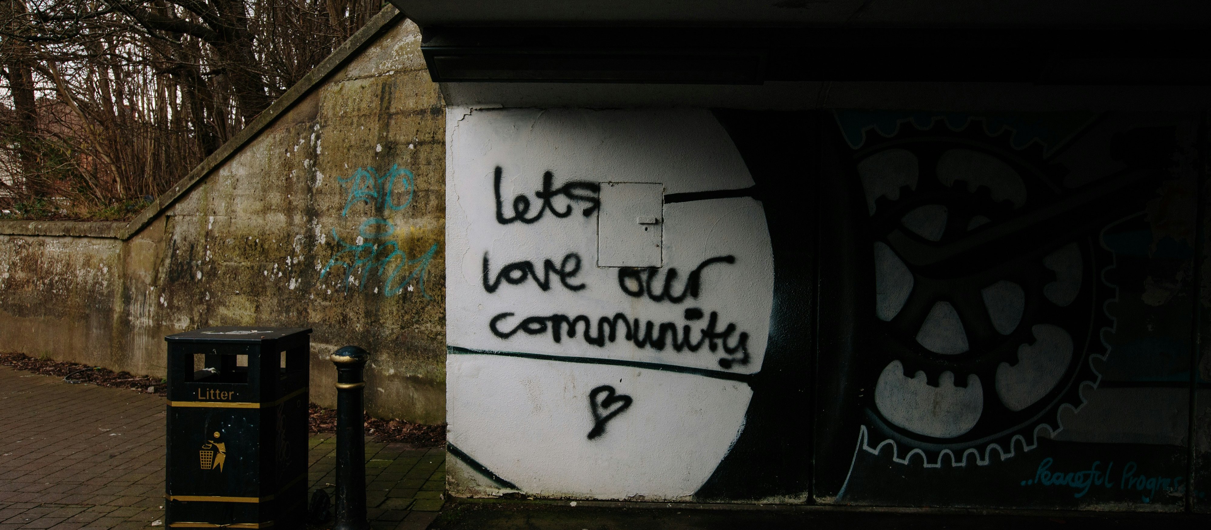 Community, sign, wall