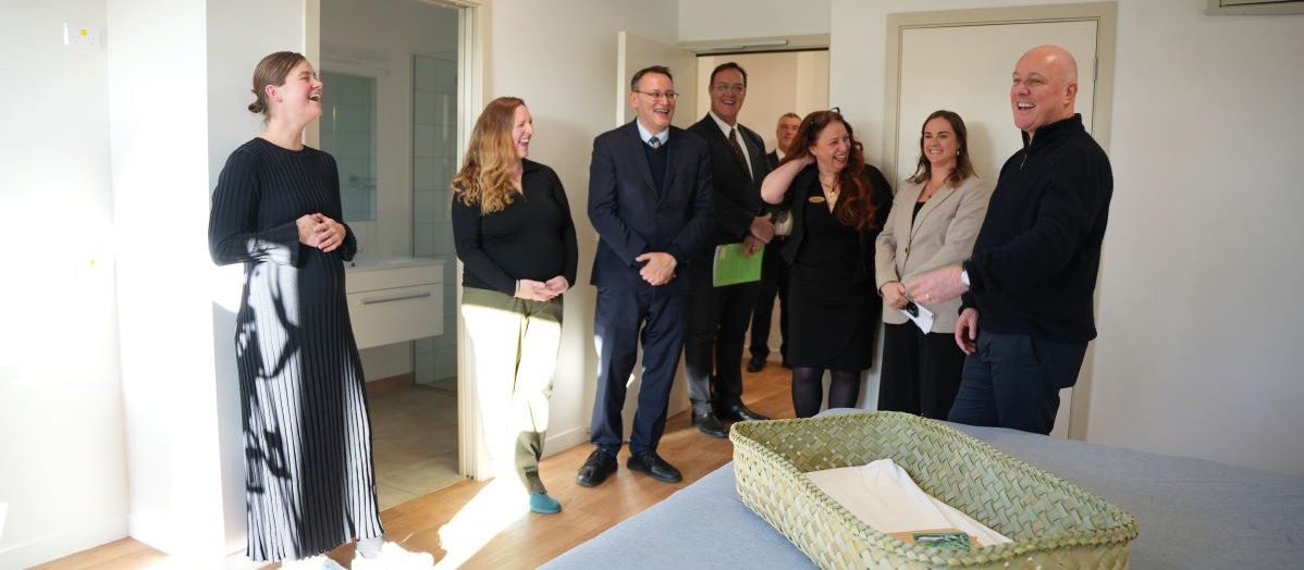 Shane Reti and Christopher Luxon at Wanaka primary birthing facility 