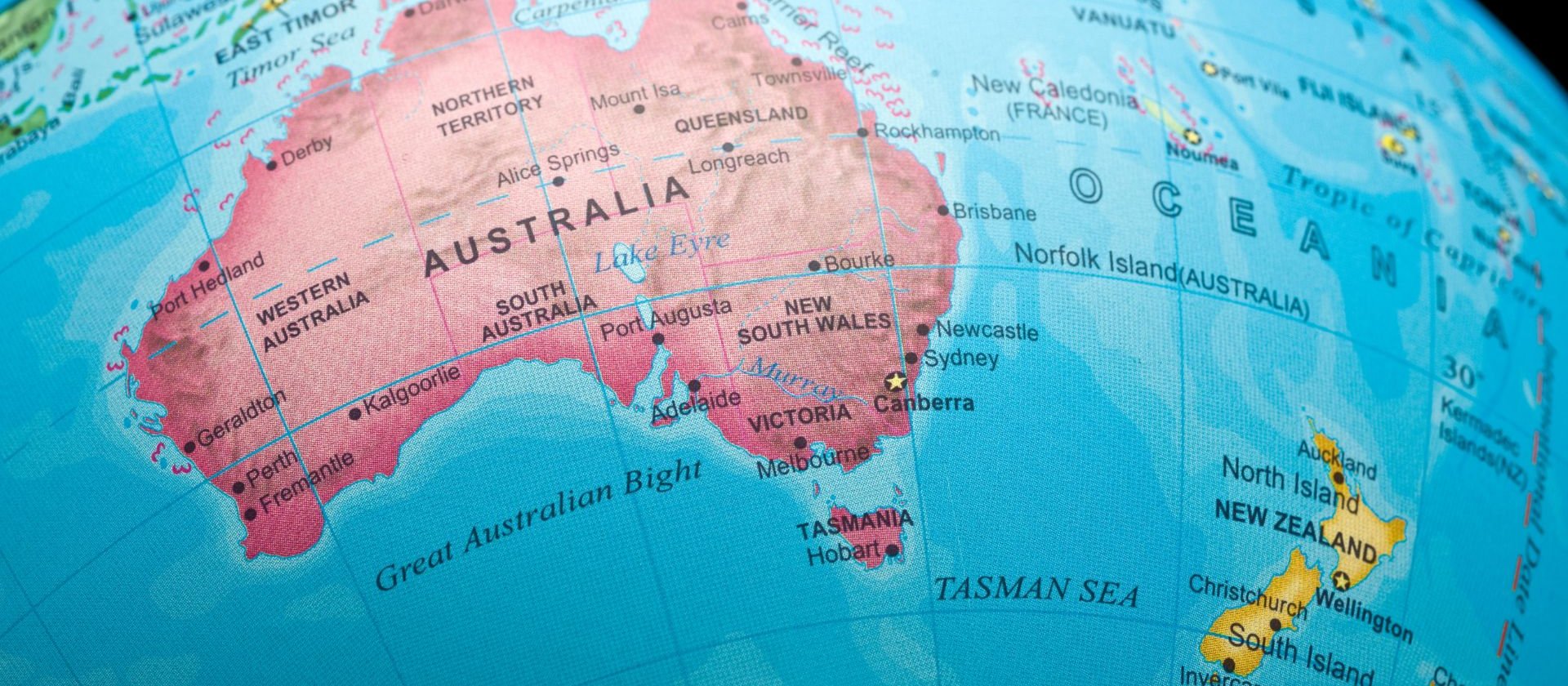 Australia and New Zealand map
