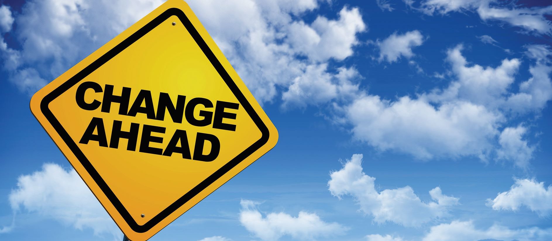 Change ahead road sign
