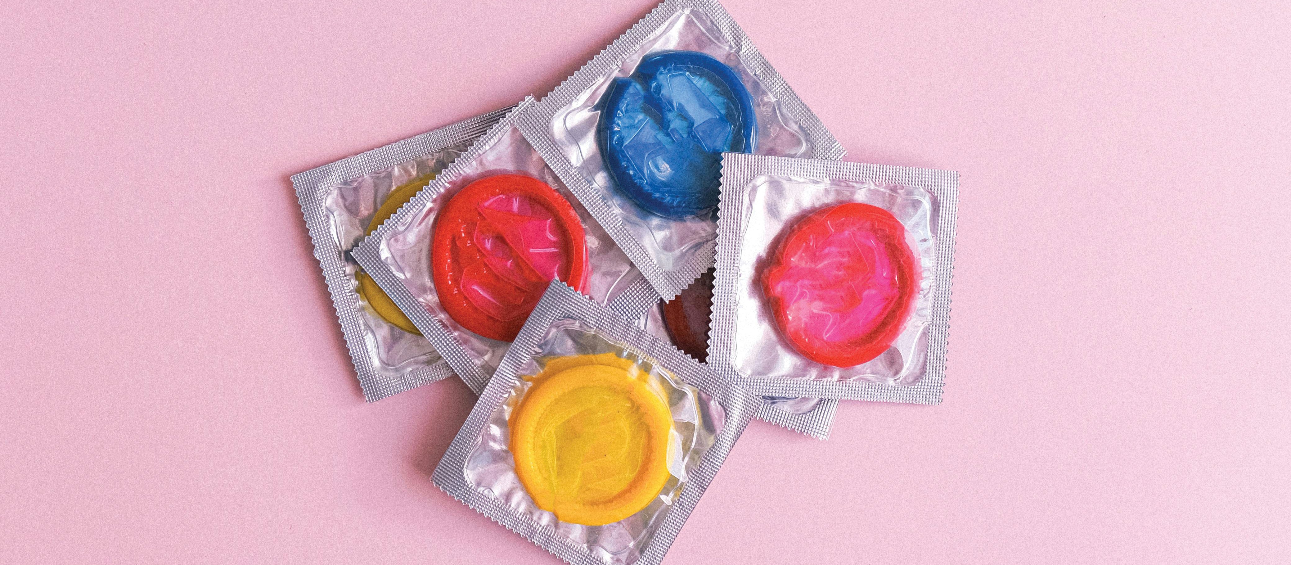 Colourful condoms