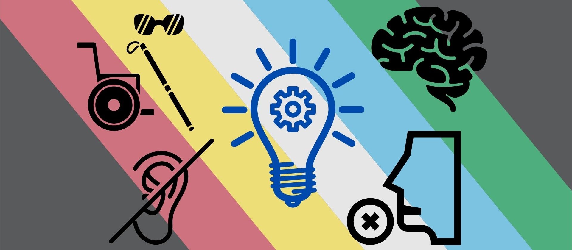 Disability pride flag with icons