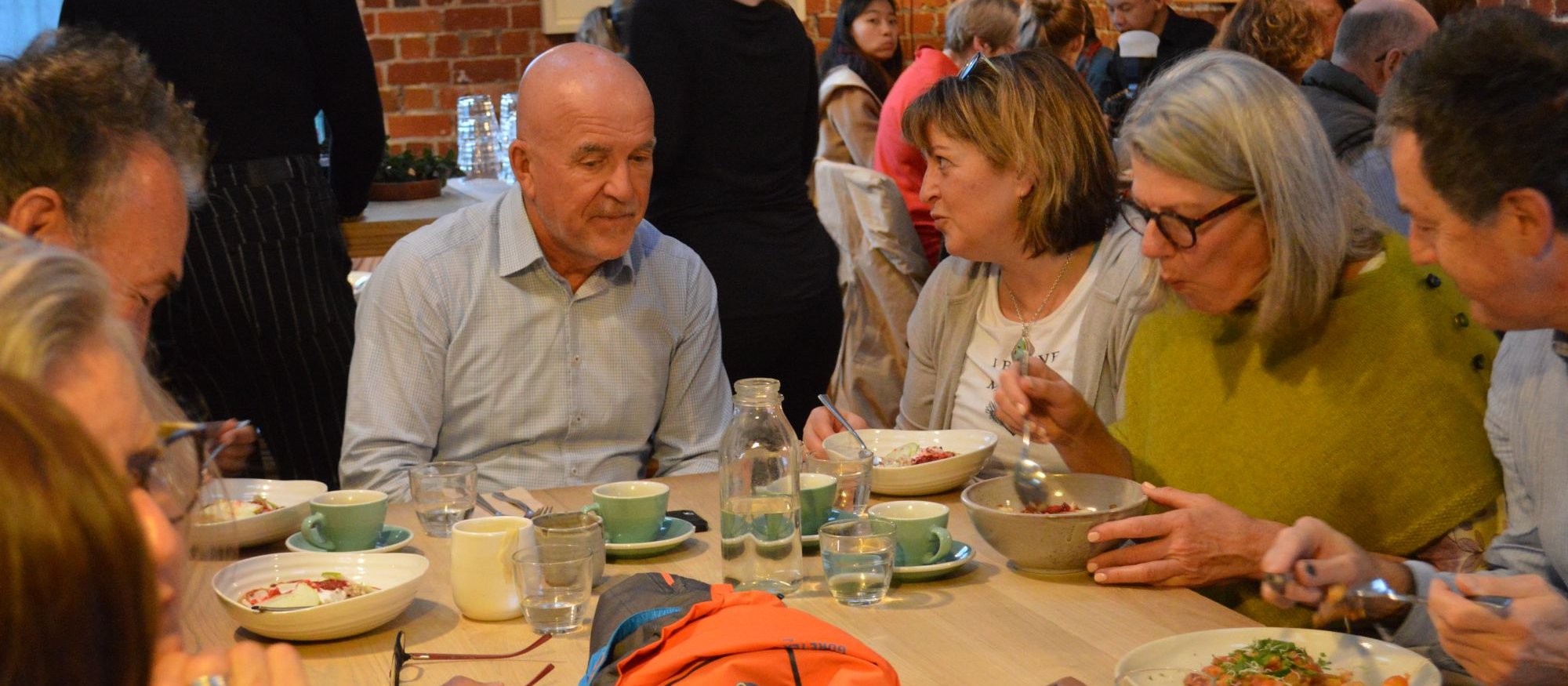 Talking and eating at Little Bird Cafe
